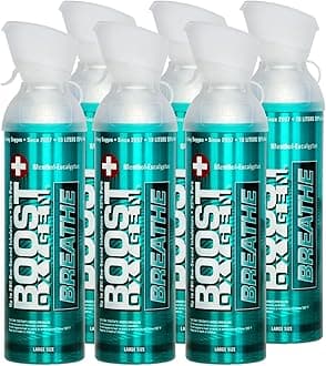 Boost Oxygen Portable Oxygen Cylinder with 95% Oxygen - 54L, 6x9L Oxygen Canister with Oxygen Mask for More Than 900 Inhalations - Portable Oxygen Can, Oxygen for Home use (Menthol-Eucalyptus Flavour)