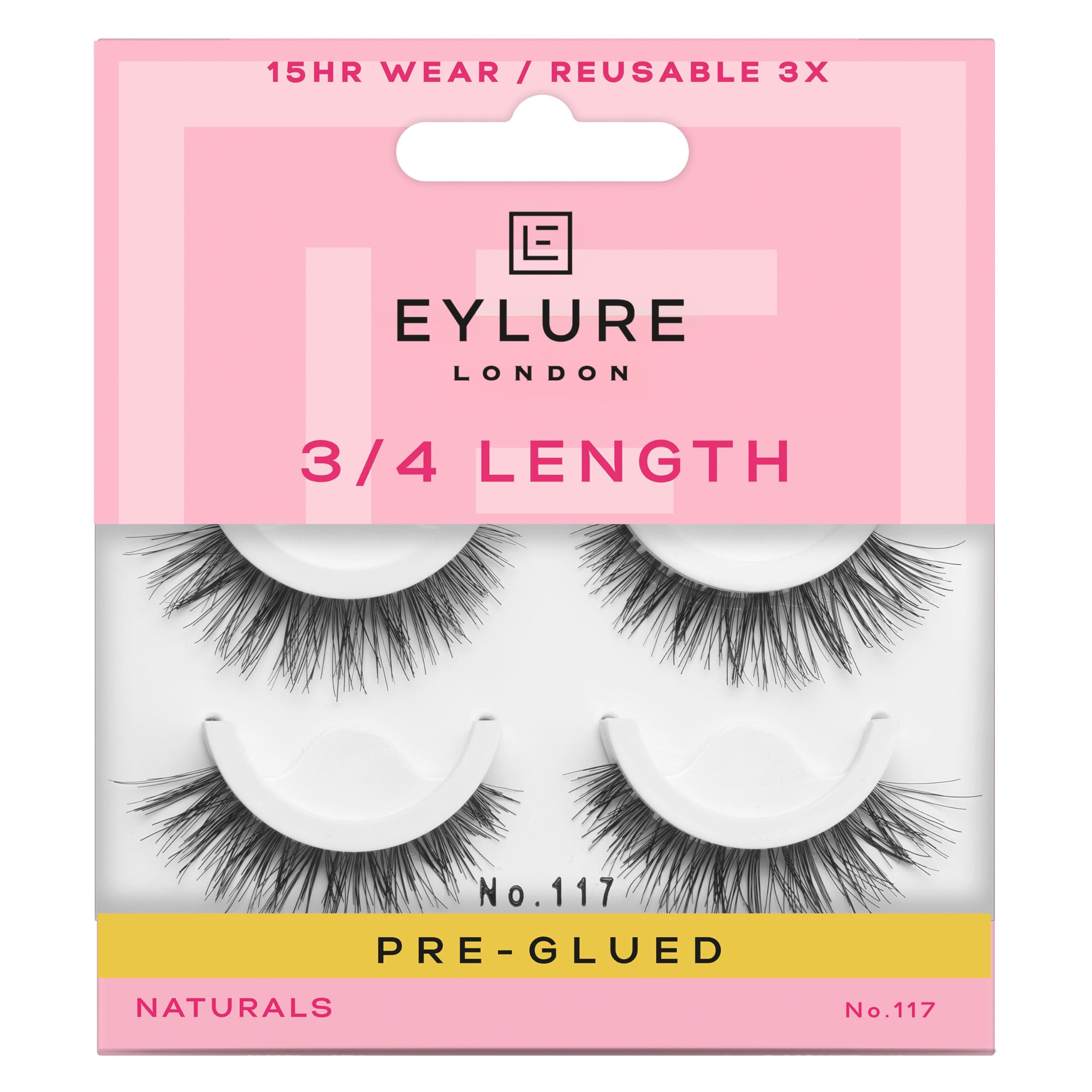 Pre-Glued Wispy Light Texture Eyelashes, No.117, Twin Pack