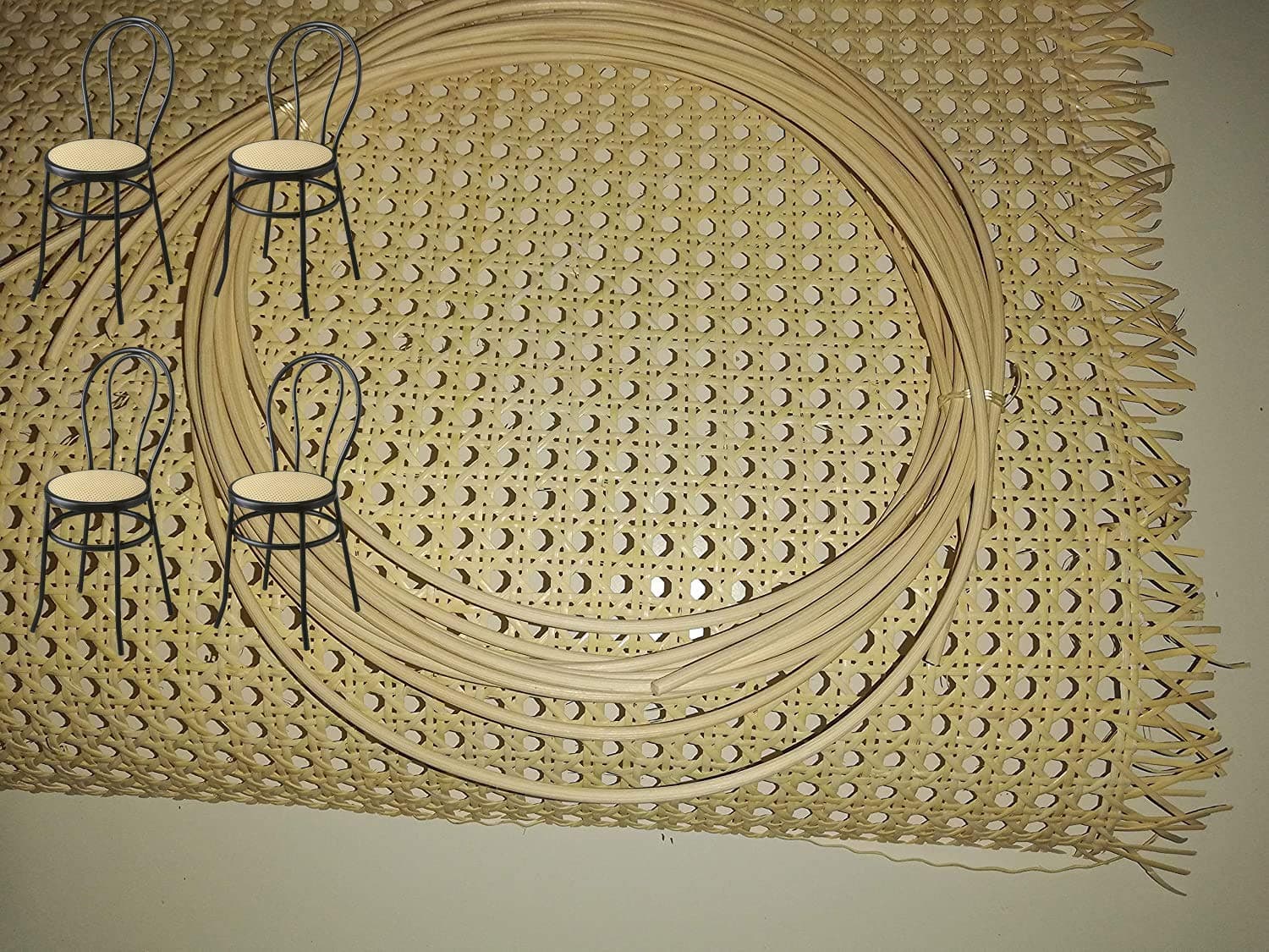 Cannage webbing kit for 4 chairs, quality A premium