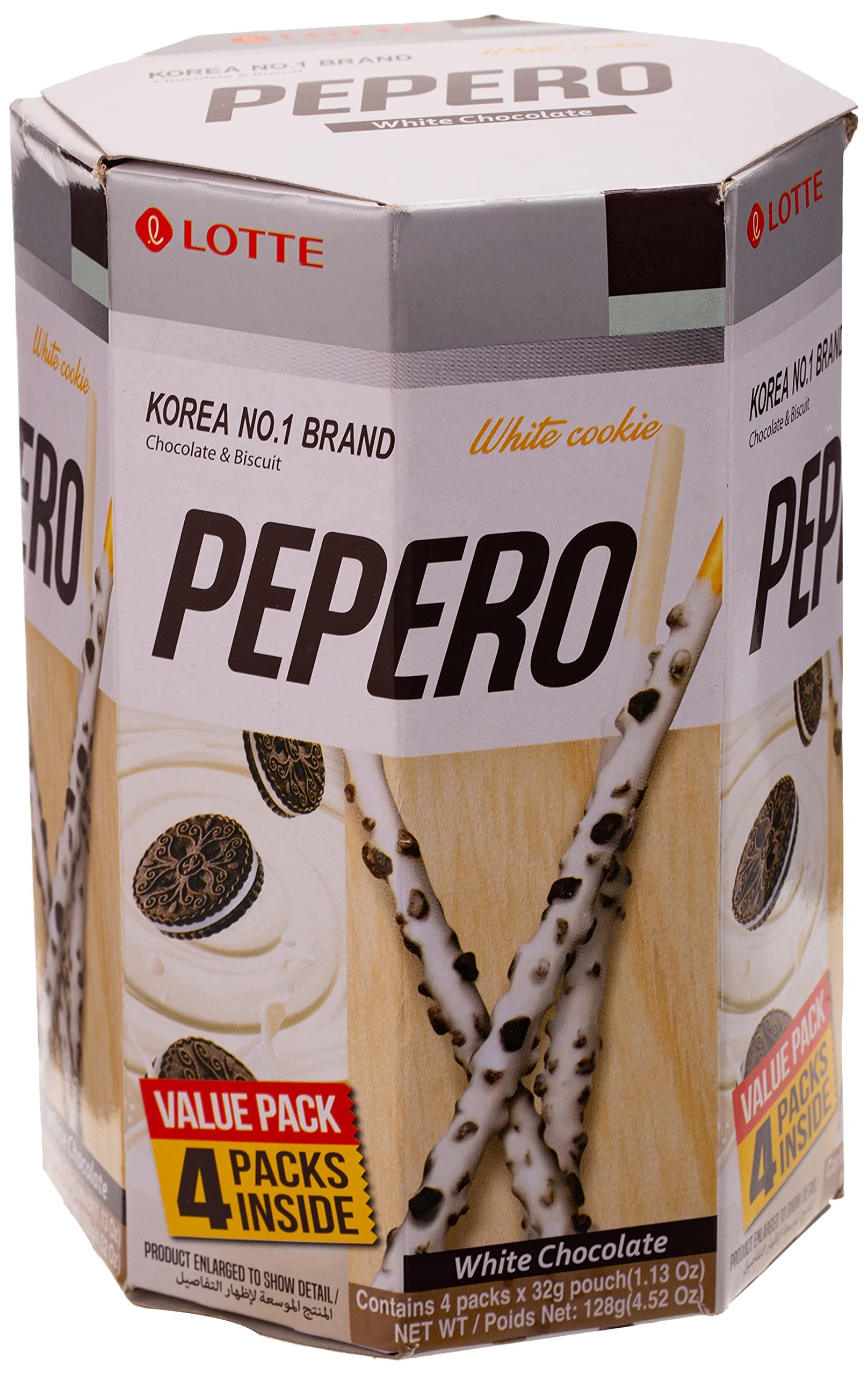 Pepero White Chocolate Cookie Biscuit Stick, 128 G