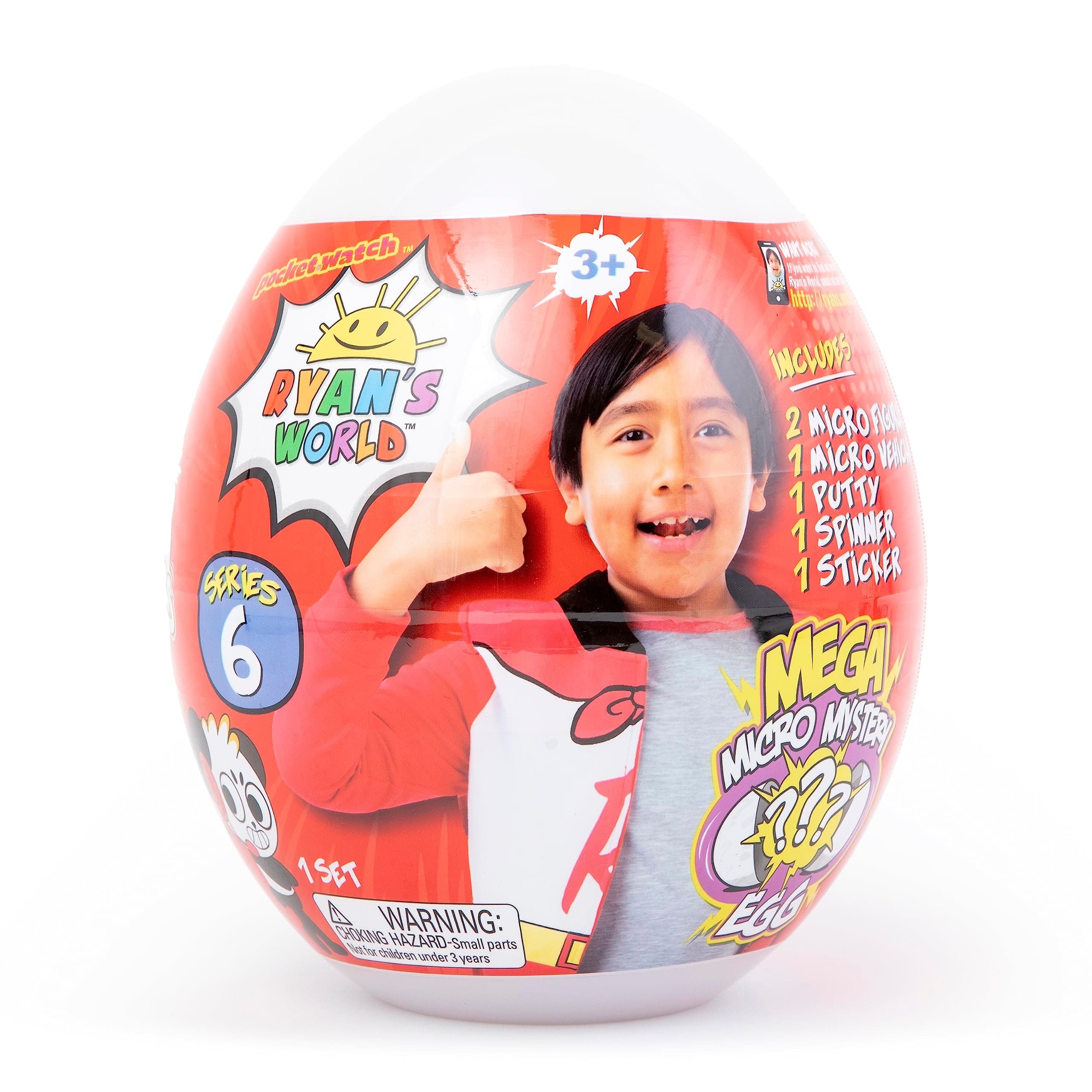 RYAN'S WORLD Mega Micro Mystery Egg Series 6, Includes 6 Suprise Mystery Toys Inside, Official Toys for Boys & Girls 3+