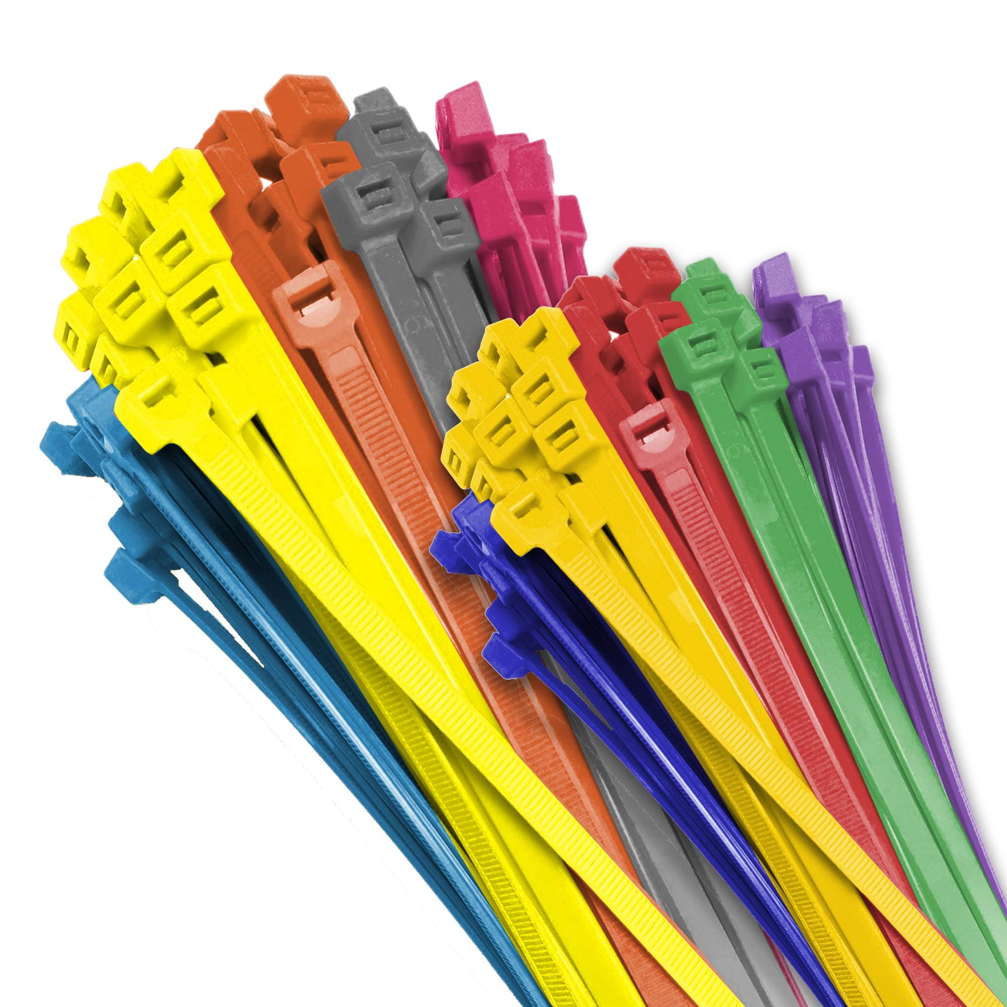 Electriduct Nylon Cable Ties - 11" Self-Locking Zip Ties Multi Color: (Blue, Red, Green, Yellow, Fuchsia, Orange, Gray, Purple) - 500 Pack