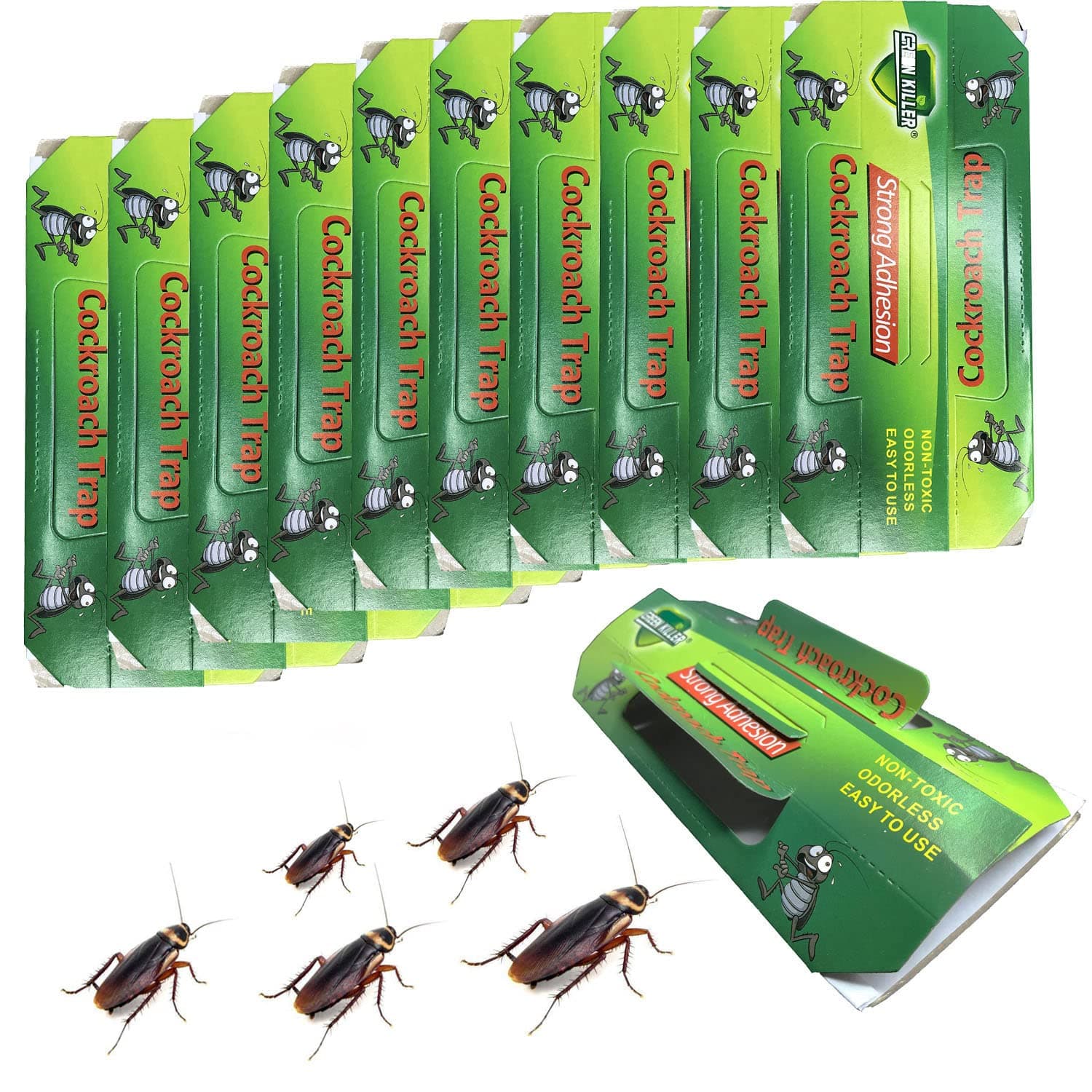 Cockroach Trap Roach Killer Indoor Home Non-Toxic Sticky Bug Glue Trap for Roach, Ants, Spiders, Bugs, Beetles, Crickets (10 Pack)