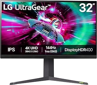 UltraGear 4K Gaming Monitor 32GR93U, 31.5 inch, 4K, 144Hz, 1ms GtG, IPS Display, HDR 10, NVIDIA G-Sync & AMD FreeSync compatible, Smart Energy Saving, Displayport, HDMI