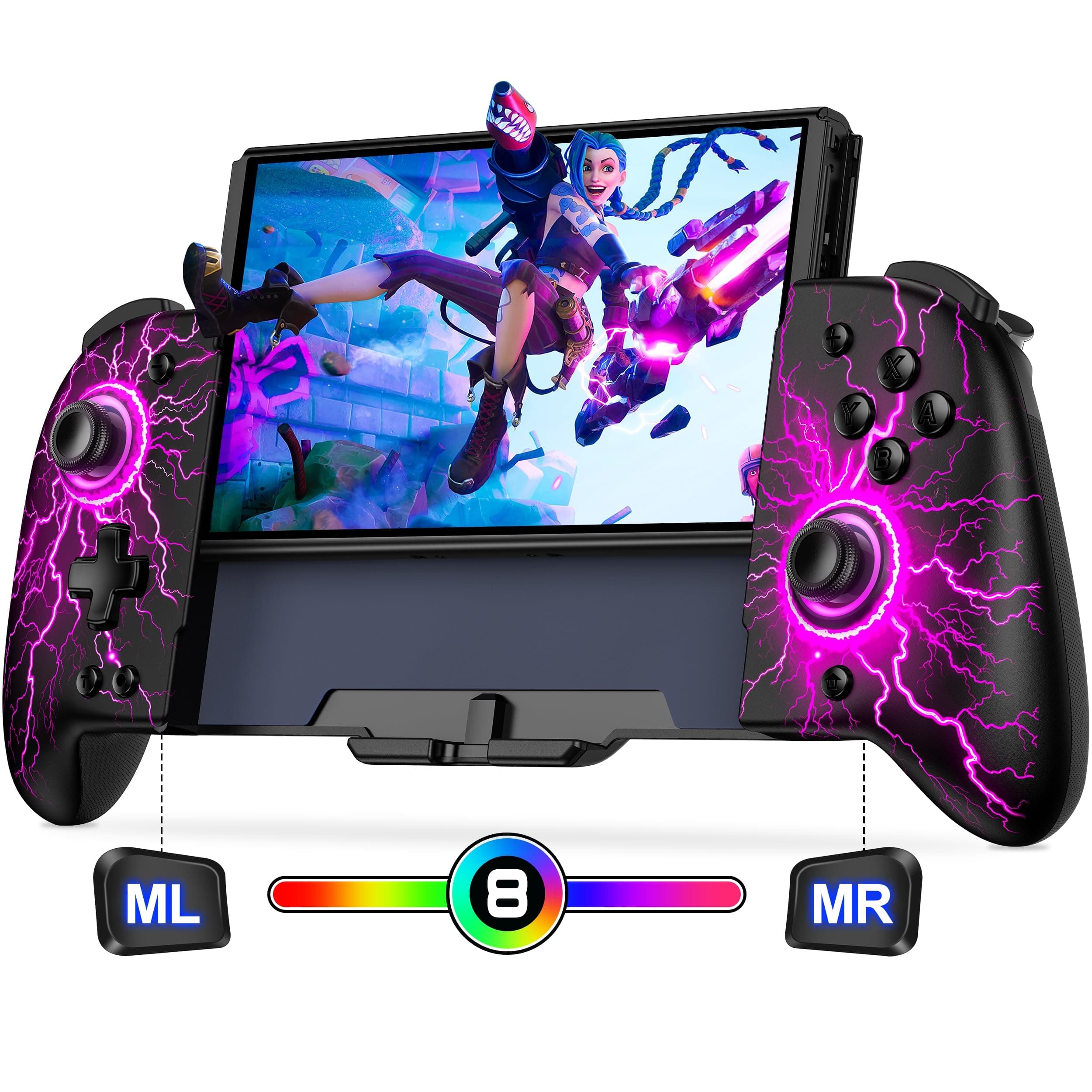 Spican Switch Controllers, Hall Effect Wireless Switch Controller for Handheld Mode, One-Piece Switch Remote with Battery/Turbo/Programmable for Switch Accessories