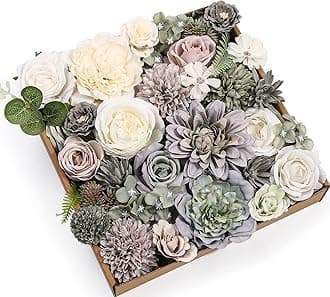 Serra FloraArtificial Flowers Combo Roses 25pcs Silk Fake Flowers for DIY Wedding Bouquets Combo Gradual Change Centerpieces Arrangements Party Bridal Baby Shower Home Decorations (Purple)