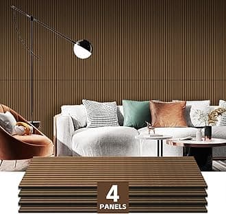RITOLLO 4 Pack Wood Panels for Wall - 47.2"×23.6" Wood Slat Acoustic Panels for Wall, Soundproof Panels, 3D Fluted Panels for Interior Wall Decor (Walnut)