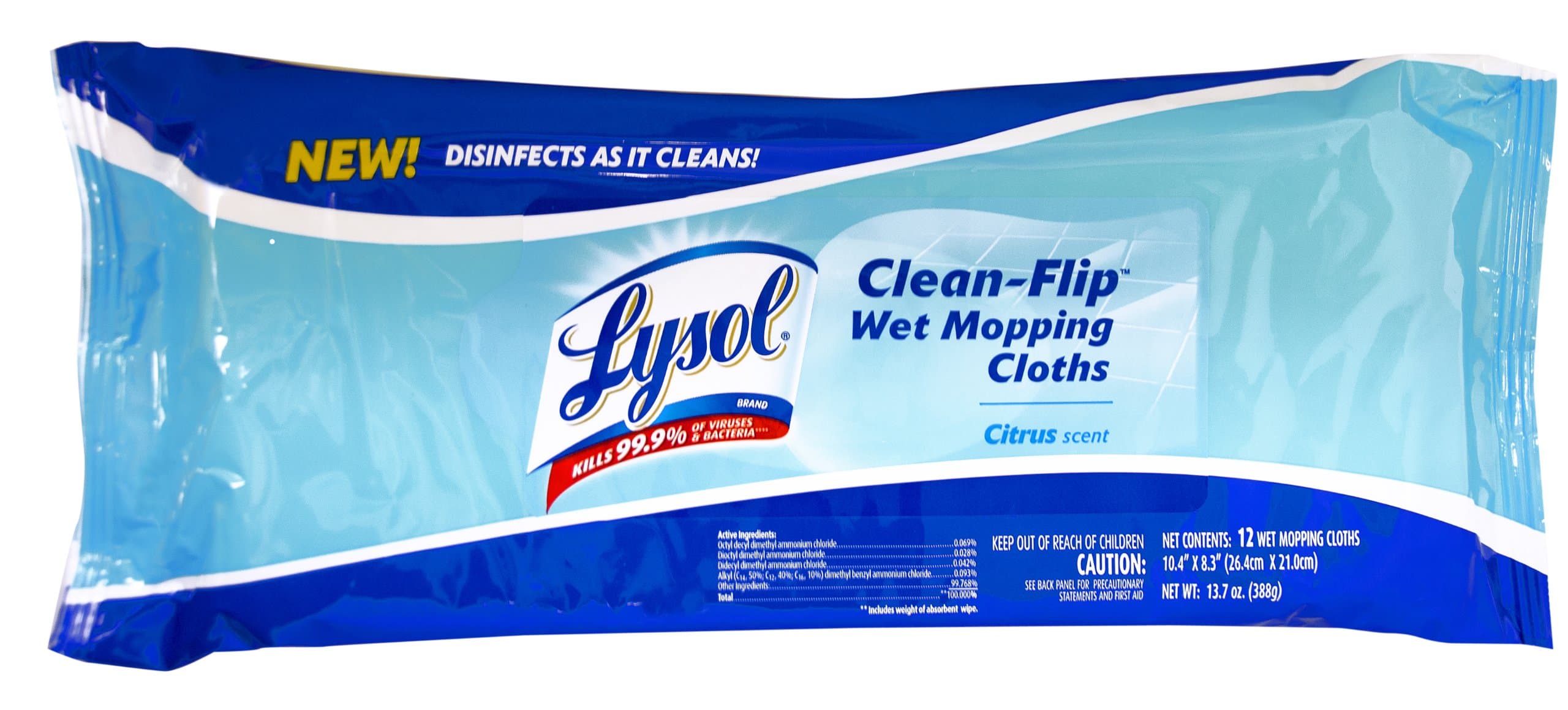 Quickie Lysol Clean-Flip Wet Mopping Cloth, 1-Pack