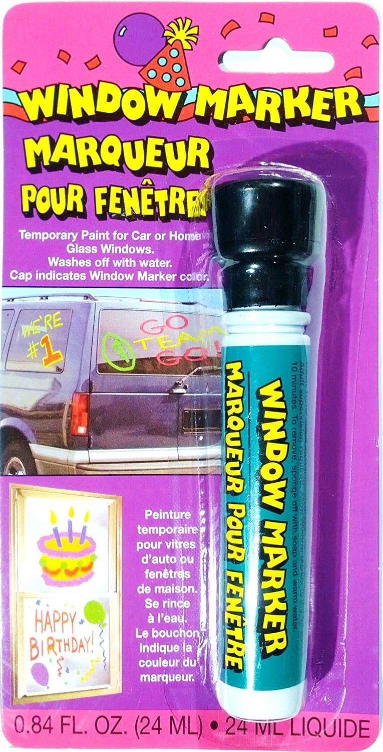 Window Marker - Black (Temporary Paint for Car or Home Windows - Washes Off with Water)