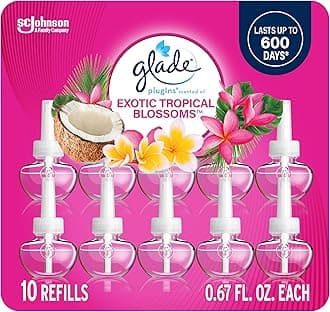 PlugIns Refills Air Freshener, Scented and Essential Oils for Home and Bathroom, Exotic Tropical Blossoms, 6.7 Fl Oz, 10 Count (Packaging May Vary)