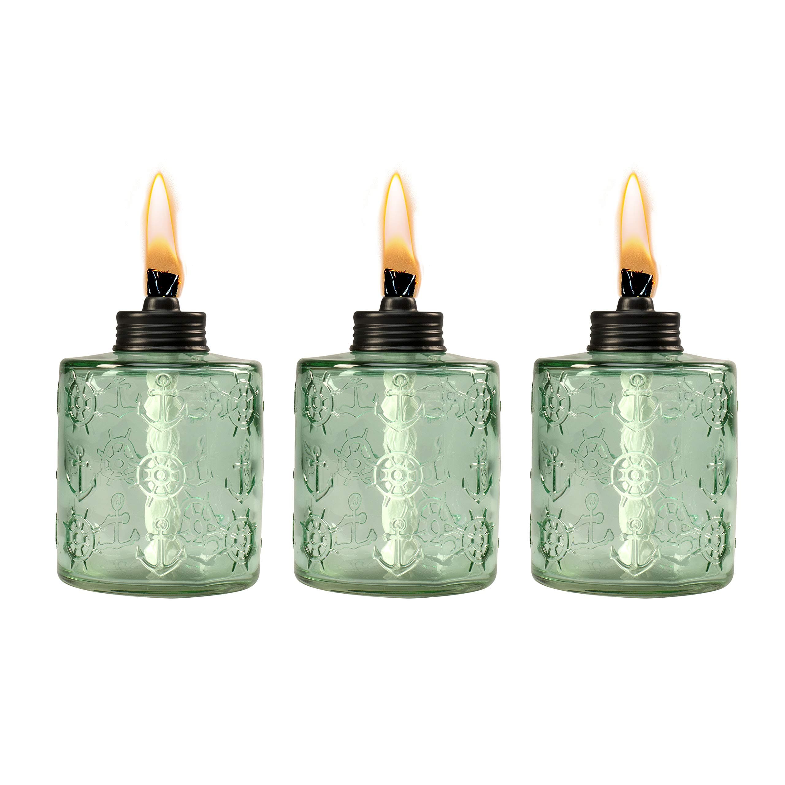 Set Sail Glass Table Torch 3-Pack 5.5-inch, Green