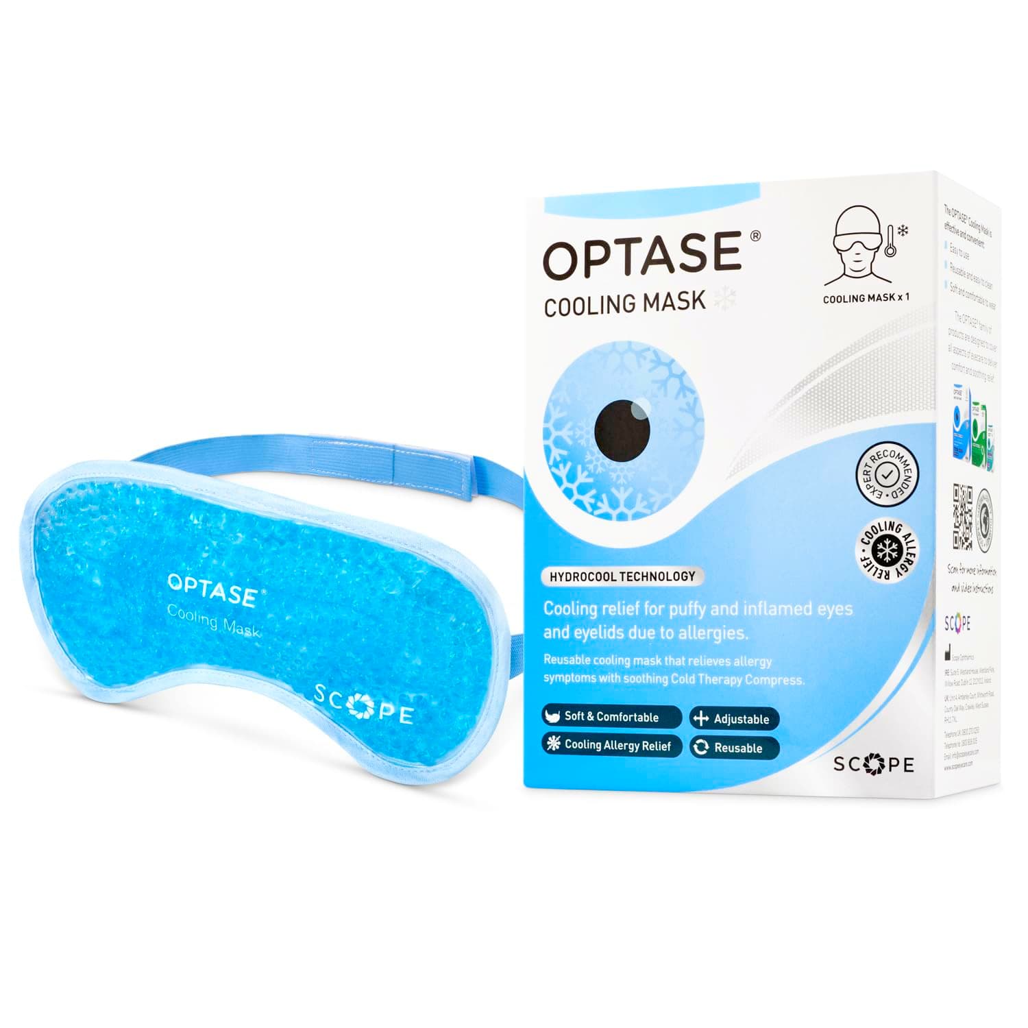 Optase Cooling Mask - Reusable Cooling Eye Mask with HydroCool Technology for Relief from Allergy Symptoms and Dry Eyes