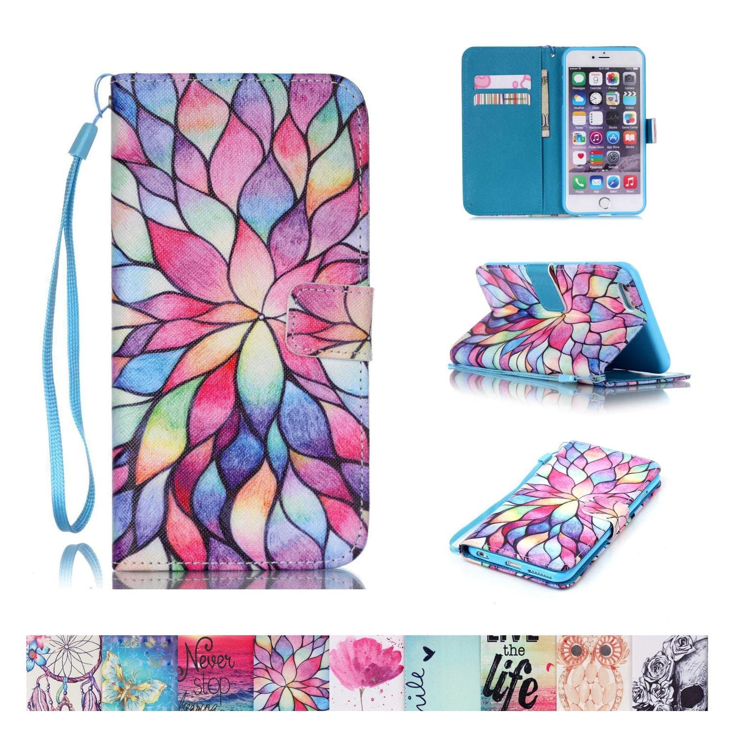 iPhone 6/6S Case, Firefish [Card Slots] [Kickstand] Flip Folio Wallet Case Synthetic Leather Shell Scratch Resistant Protective Cover for Apple iPhone 6/6S 4.7"