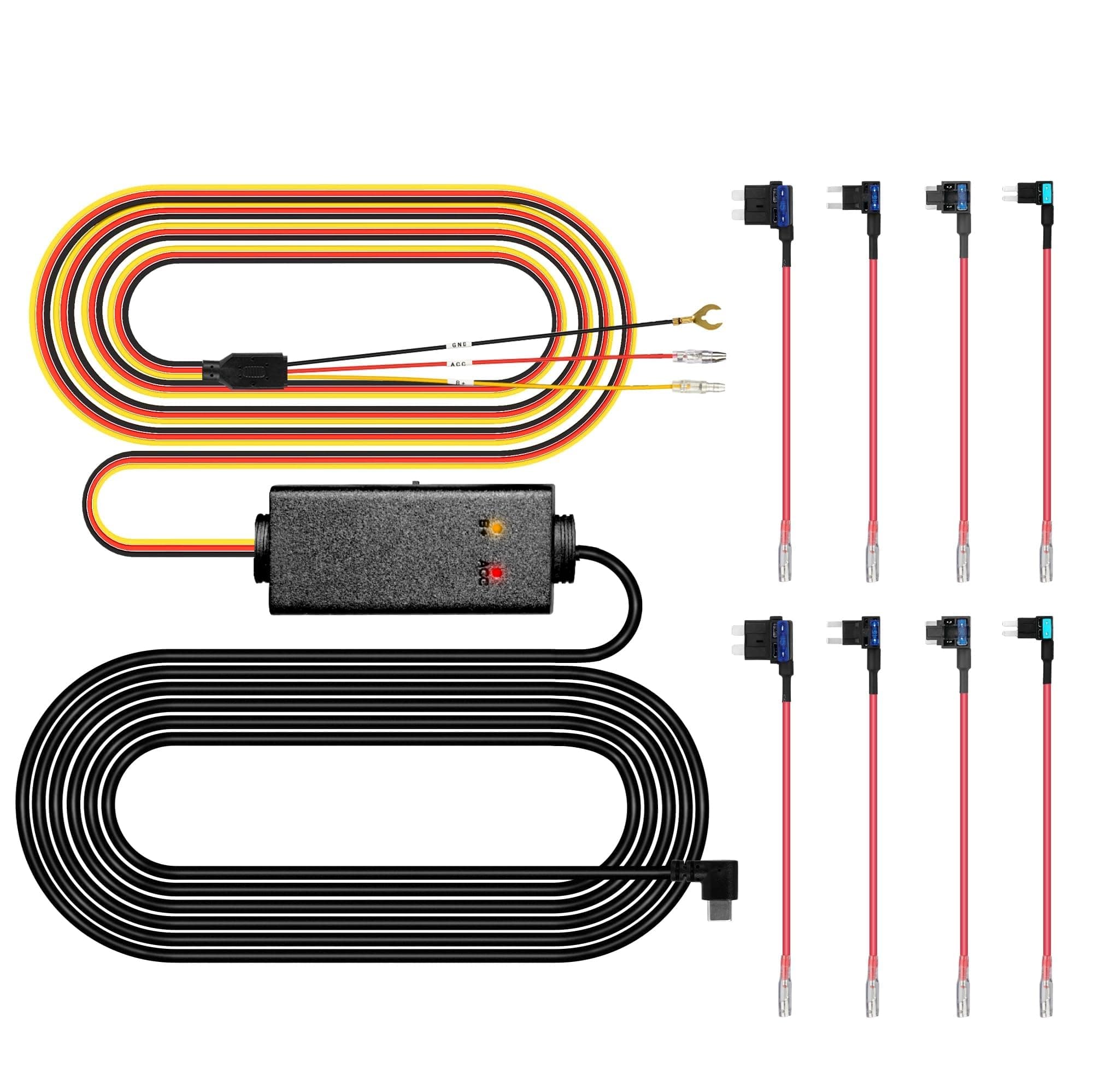 Dash Cam Hardwire Kit, Type-C Full Set Hard Wire Kit Fuse for P12/P12 Pro/P10 Pro Mirror Dash Cam, 12V-24V to 5V Car Dash Camera Charger Power Cord, 4 Fuse Cable and Installation Tool, 11.5ft