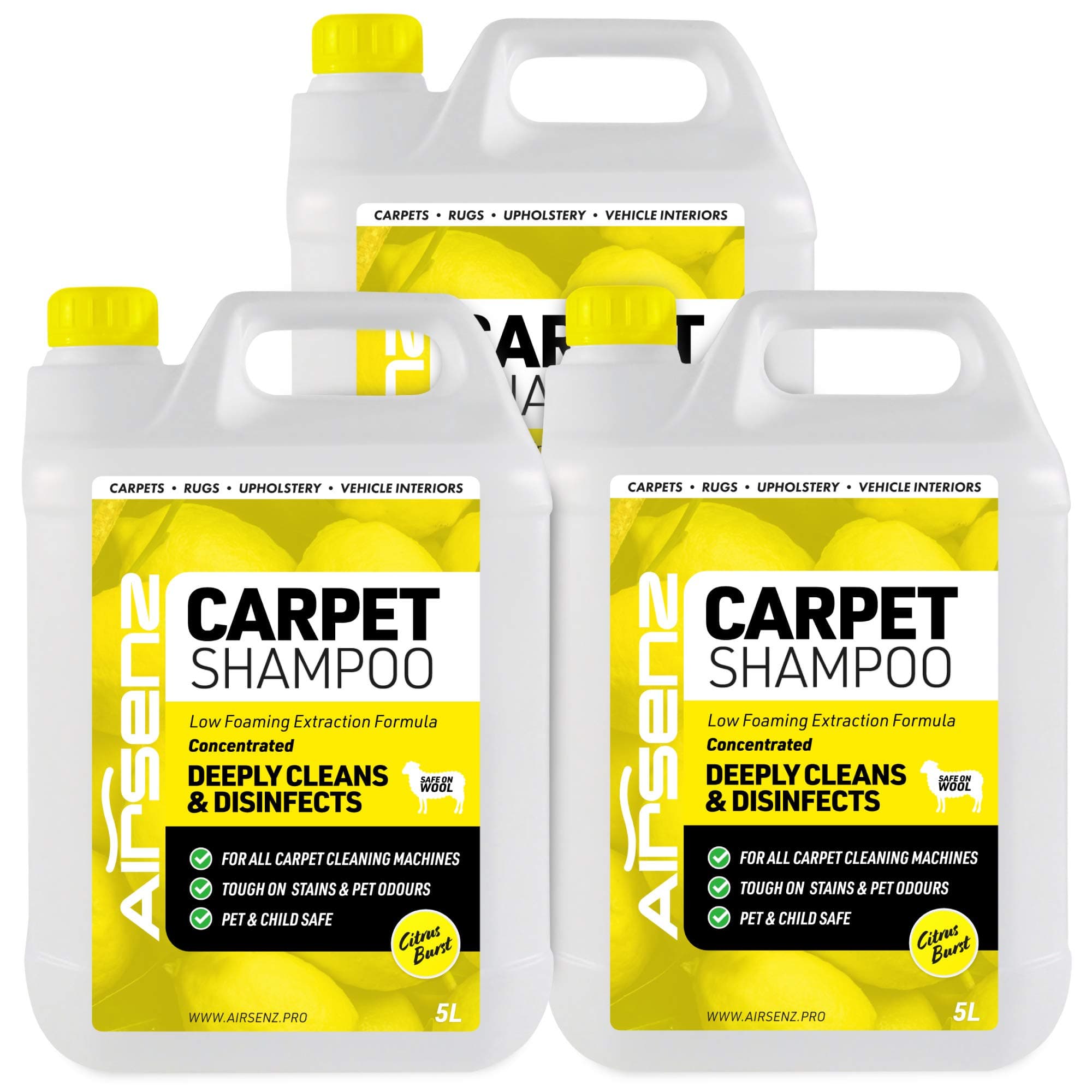 Professional Carpet Shampoo - Low Foaming Extraction Formula Suitable For All Carpet Cleaning Machines (Citrus Burst, 15L)