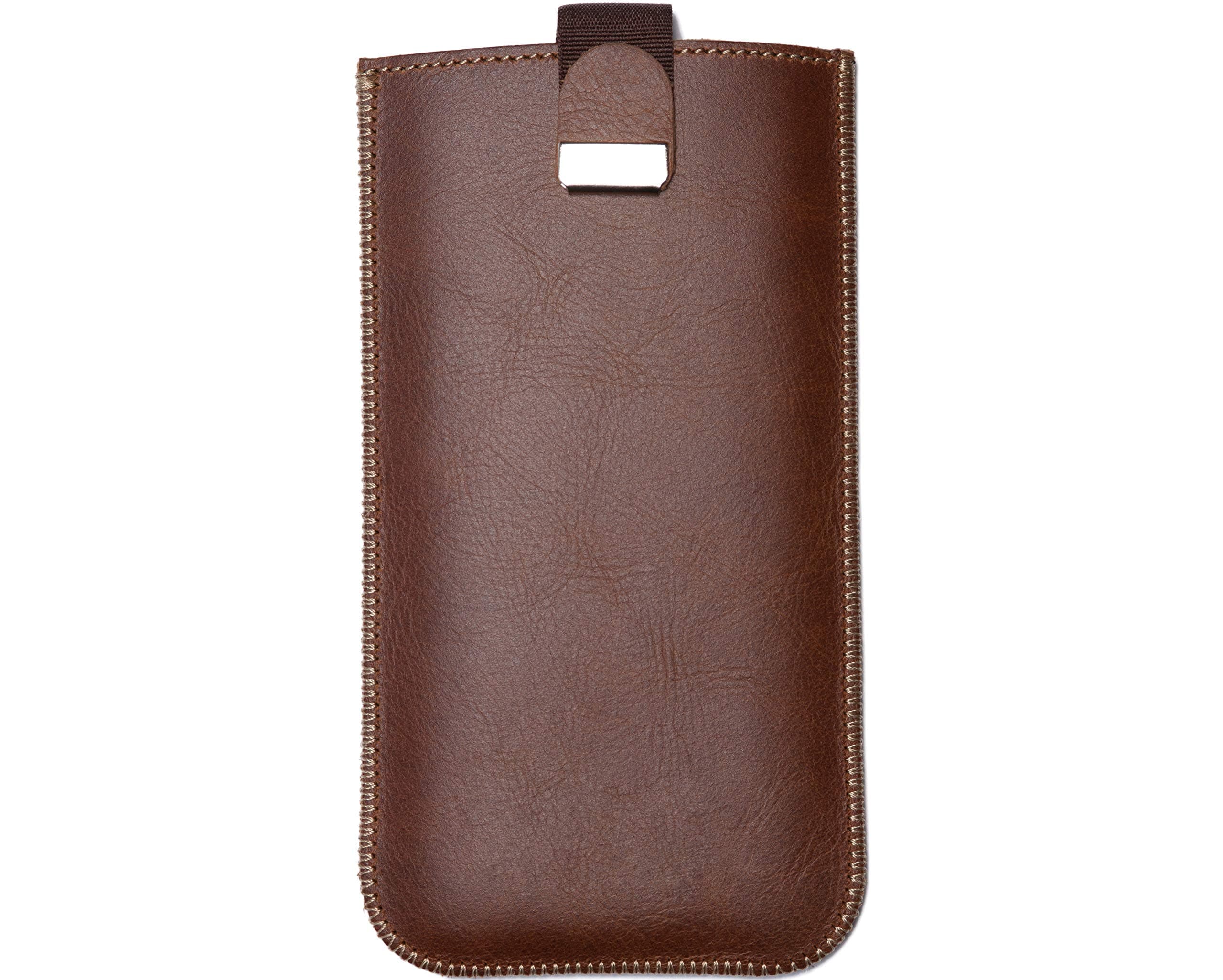 HAPPER STUDIO Brown Italian leather case for iPhone 11 Pro MAX cover lined magnetic flap handmade sleeve pocket pouch