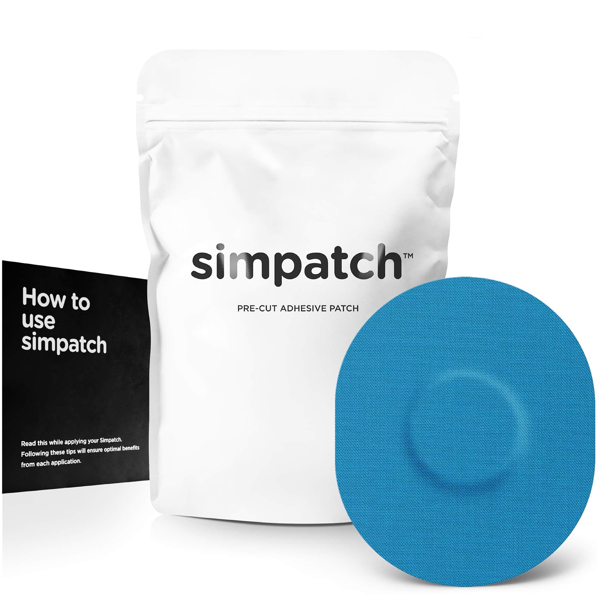 SIMPATCH Universal Adhesive Patch (25-Pack) – Waterproof Adhesive, CGM Patches (Blue)