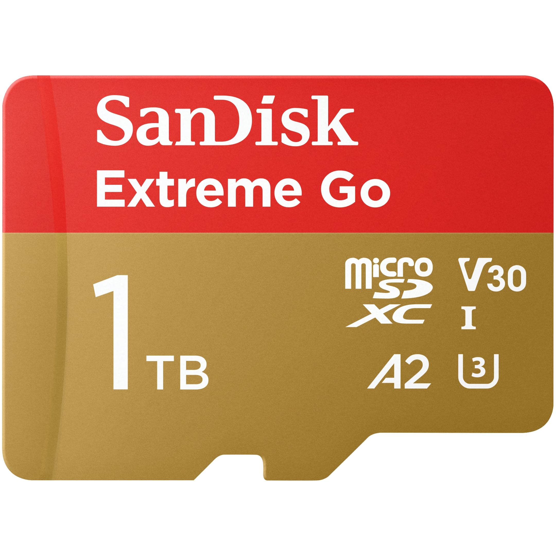 SanDisk 1TB Extreme Go micro SDXC card + SD adapter, (For Android Devices, Gaming Consoles, Drones, Action Cams, UHS-I, up to 200 MB/s, V30, 5K, 4K, UHD, Rescue PRO, Class 10, U3) For Amazon