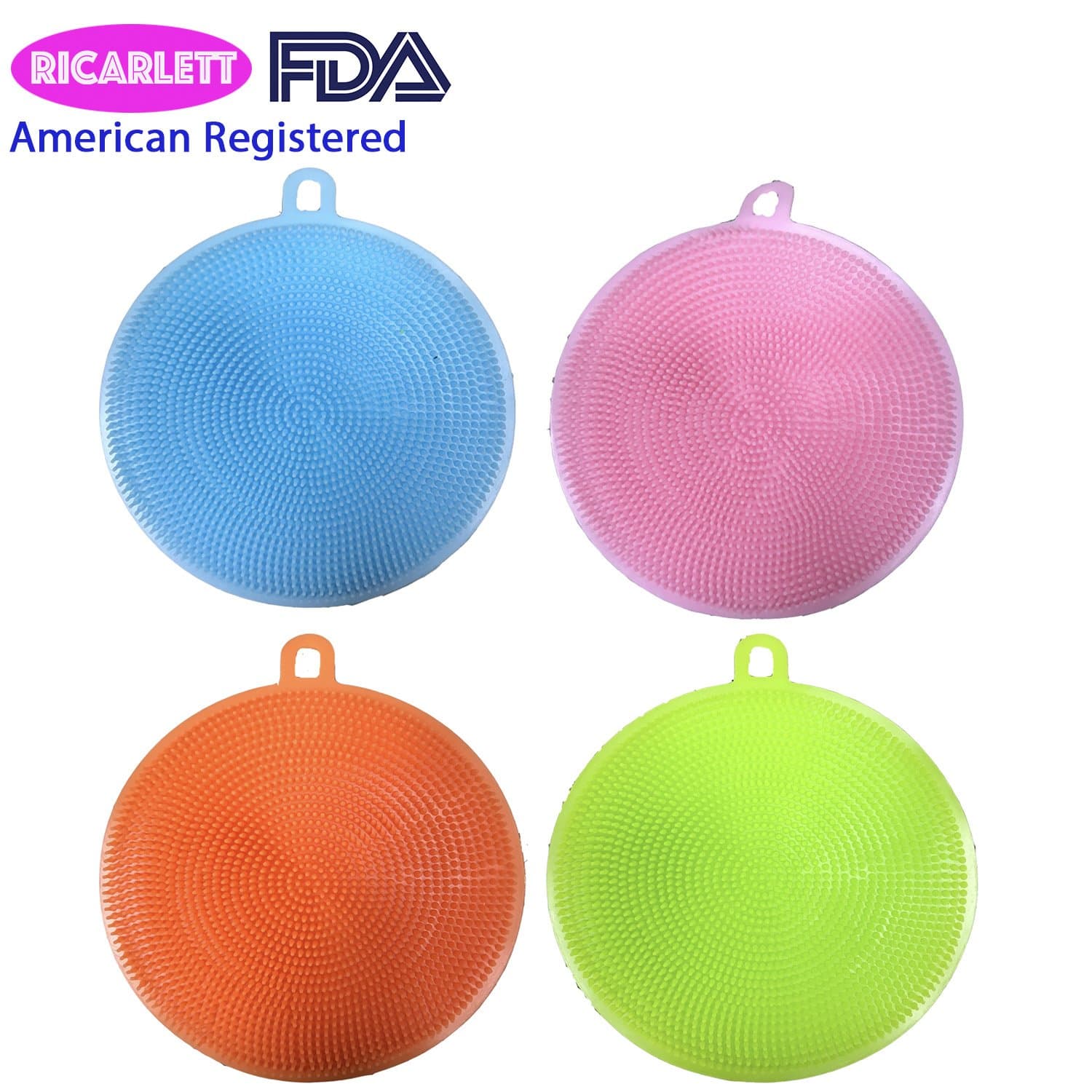 Silicone Dish Sponge Non Sick All Purpose Dish Wash Kitchen Cleaning Towel Silicone Sponge Scrubber for Kitchen Dish Wash Makeup Brush Wash Body Wash Face Wash Fruit and Vegetable Wash Package of 4