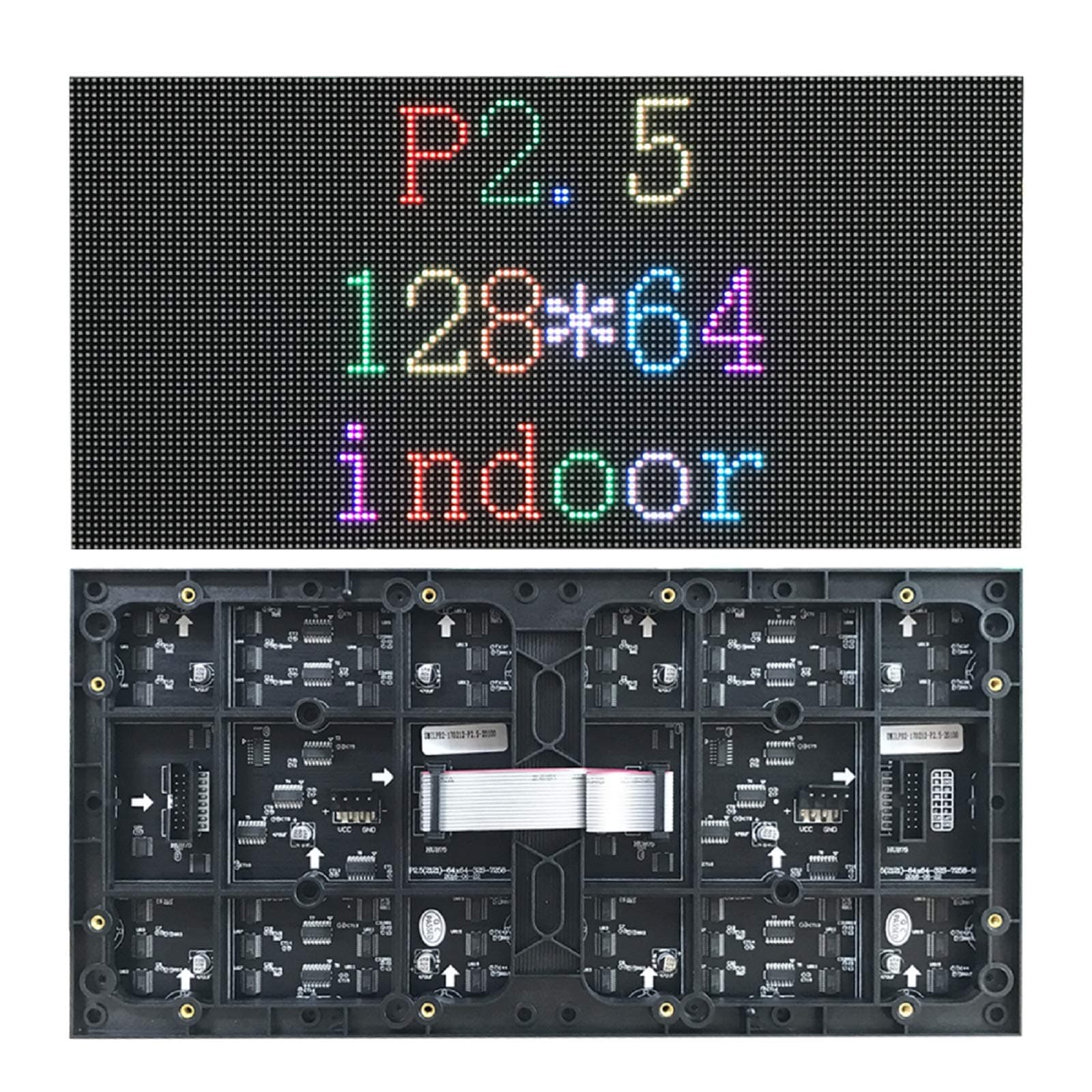 P2.5 Indoor RGB Led Matrix Panel Board, 128 * 64 Pixels, 2.5mm Pitch, 1/32 Scan, Full Color HD Video Wall LED Display Module (RGB, 320x160mm)