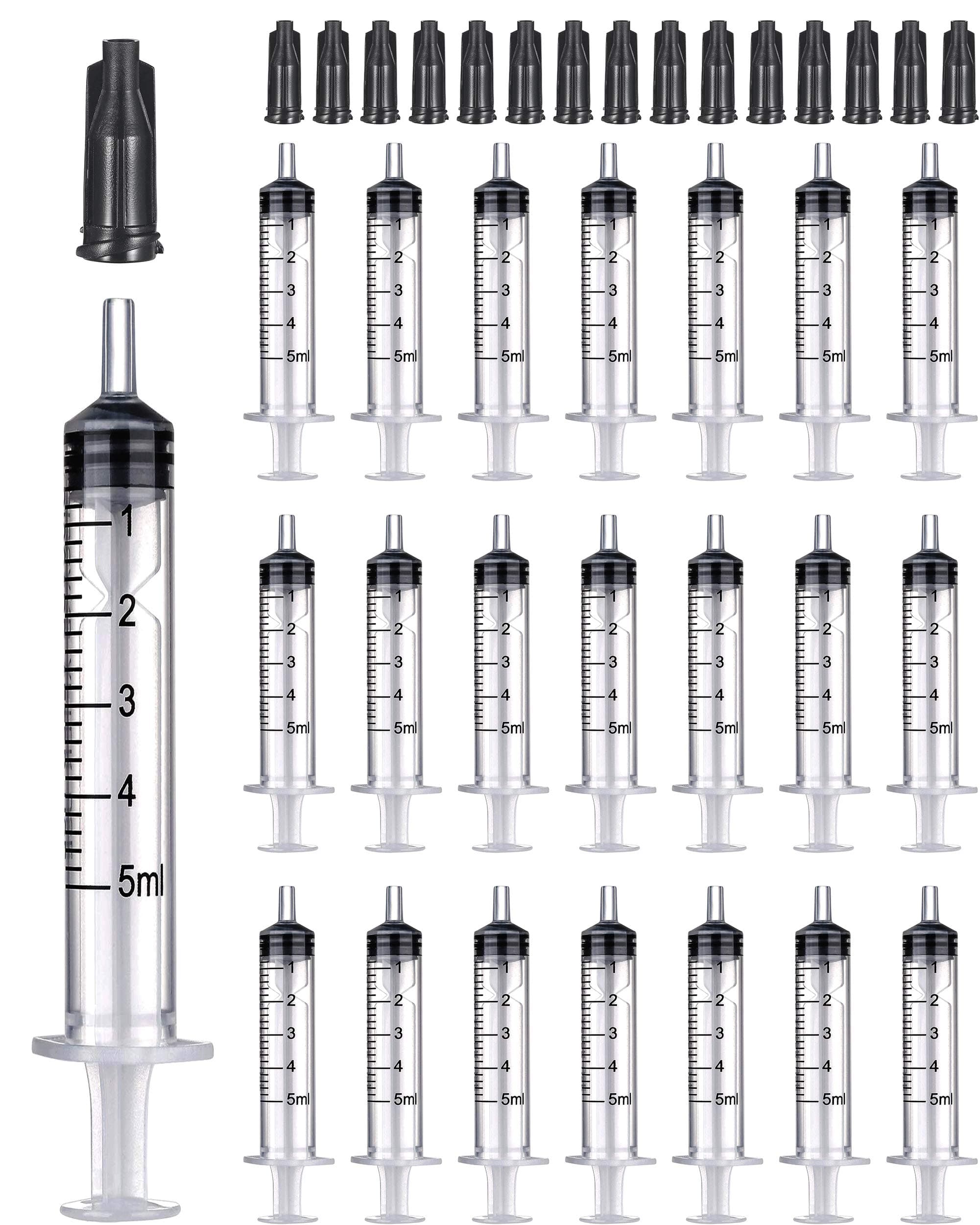40 Pack 5ML Plastic Syringe Luer Slip with Cap, Great for Measuring, Refilling Watering and Pets Feeding(Not-sterile) (5ML)