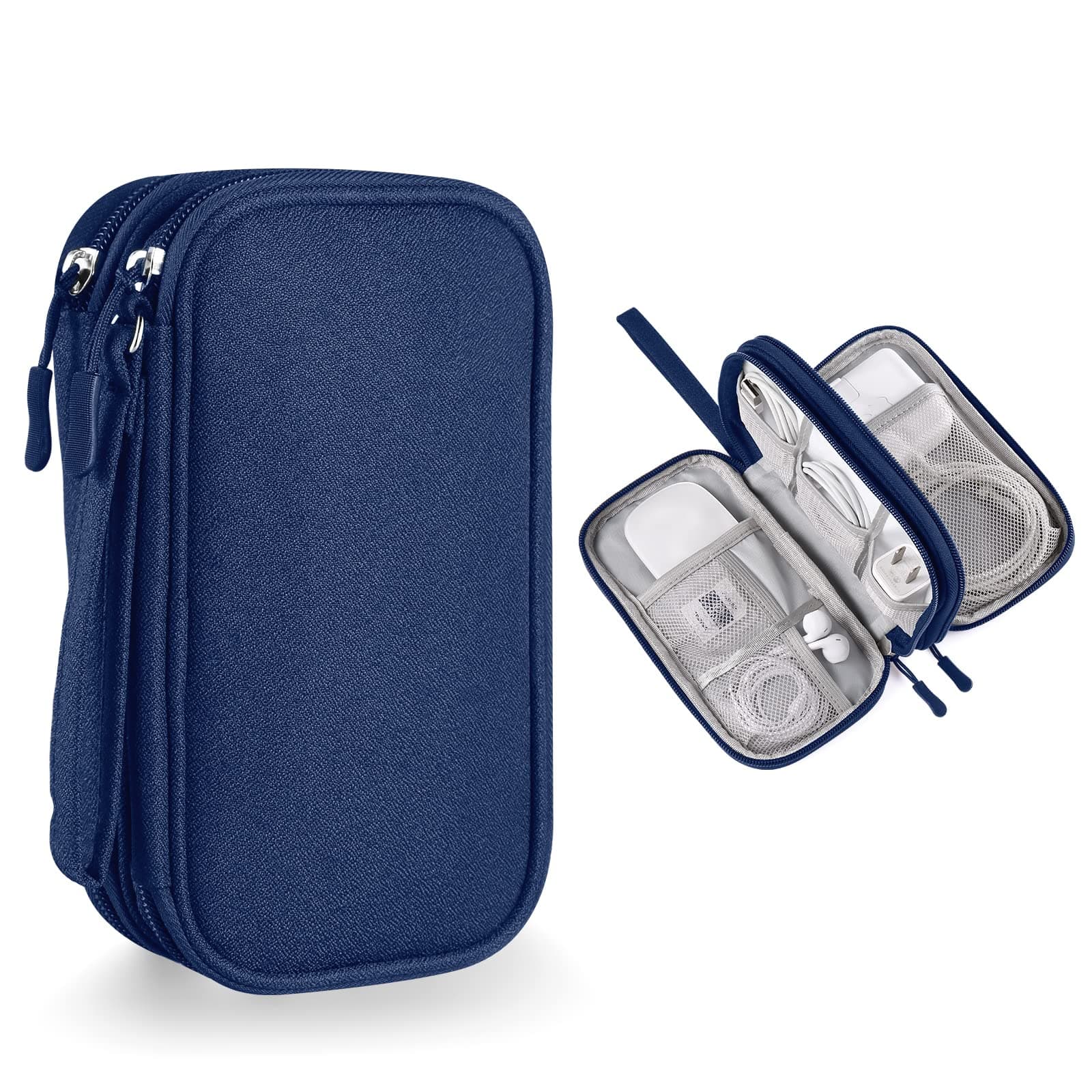 Small Electronics Carrying Case Bag, Travel Gadgets Organizer Pouch for Tech & Accessories (Small, Navy Blue)