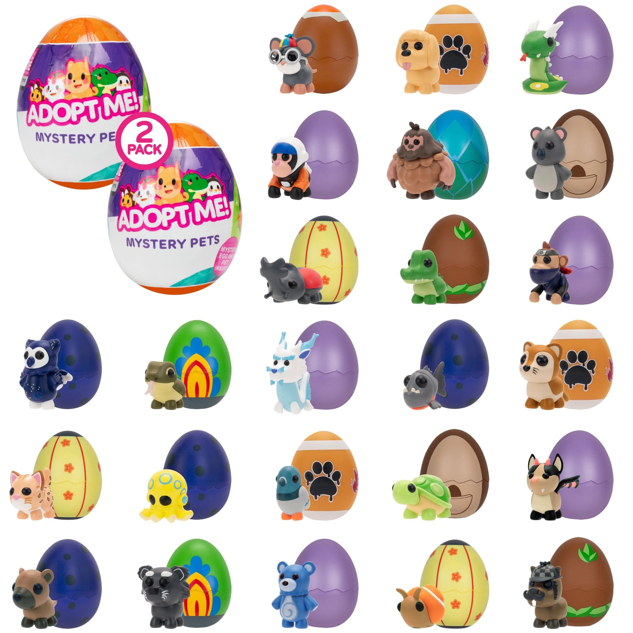 Adopt Me! Mystery Pets Blind Box Egg 2-Pack - Series 4 - Exclusive Virtual Item Game Code - Collectible Mini Animal Toy Figure, Styles May Vary - Easter Gift for Kids, Girls & Boys - 6+