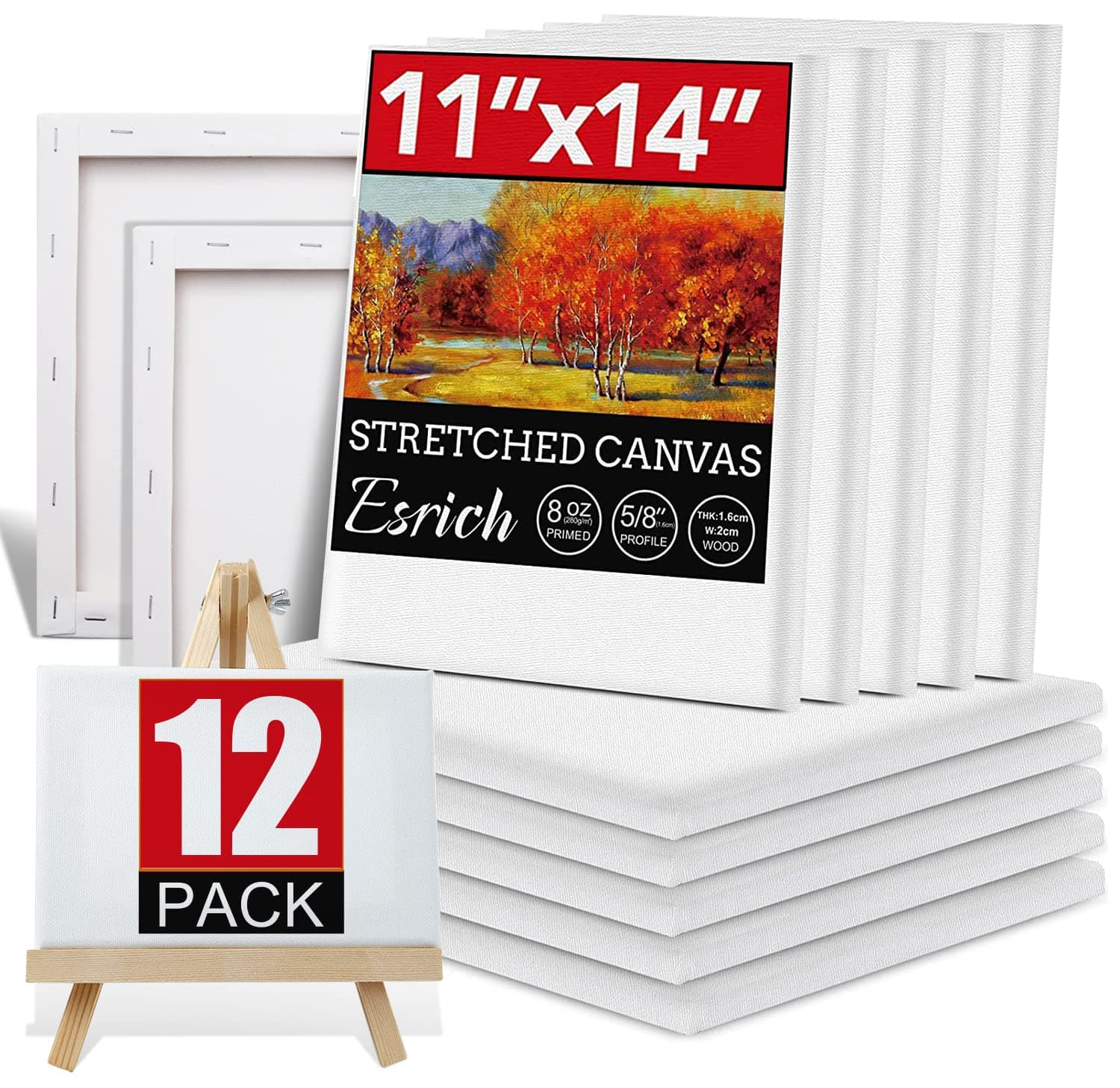12 Pack Canvases for Painting with 11x14, Painting Canvas for Oil & Acrylic Paint.