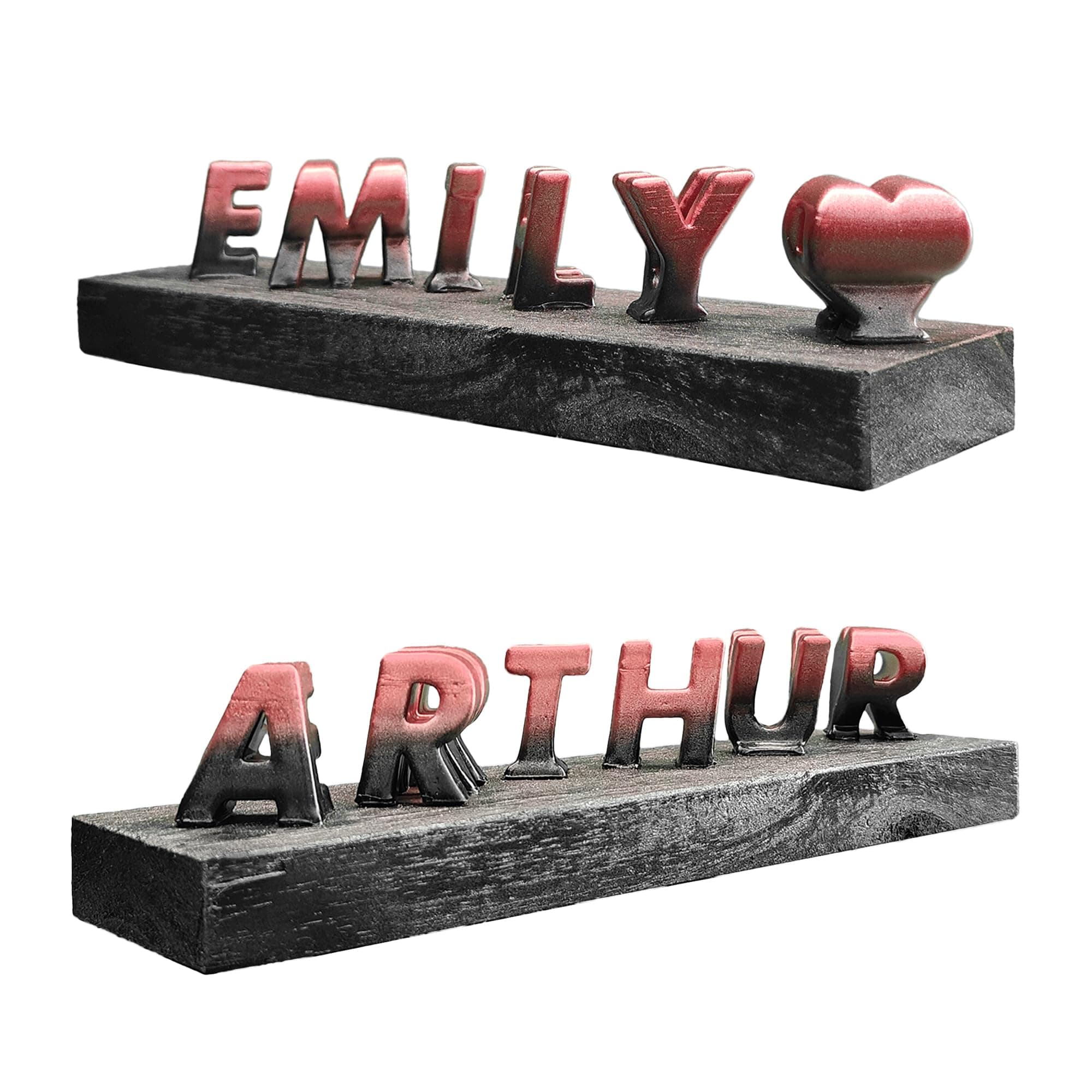 Personalized 3D Flip Name / 3D Name Art Personalized Gift for Husband Wife Boyfriend Girlfriend, Anniversary, Birthday, Couple Name (Black & Red)