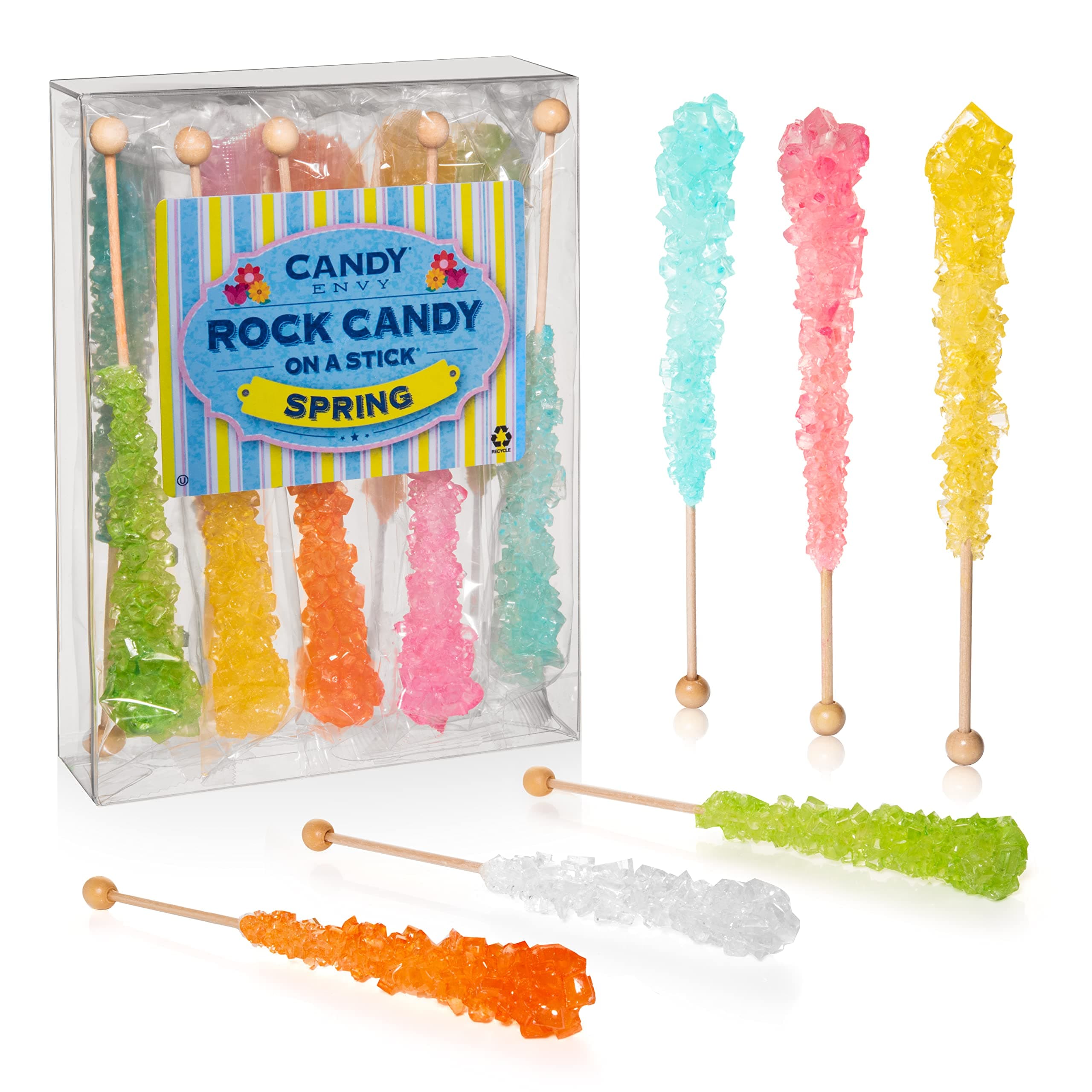 Spring Rock Candy Crystal Sticks - Spring Colors - 10 Indiv. Wrapped