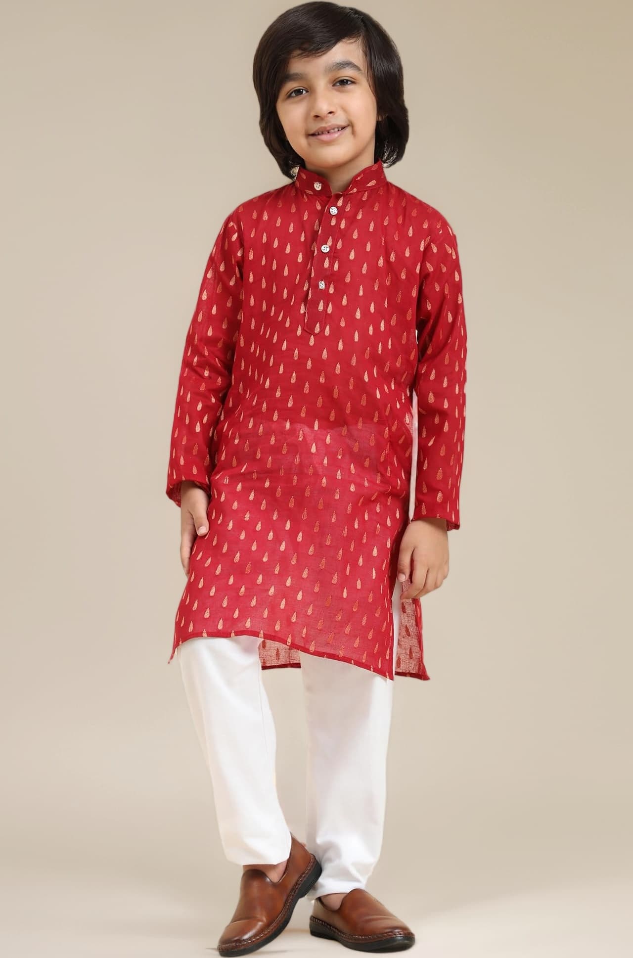 Pro-Ethic Style Developer Boy's Cotton Printed Kurta Pajama For Kid'S s Traditional Dress Kurta Pajama Set