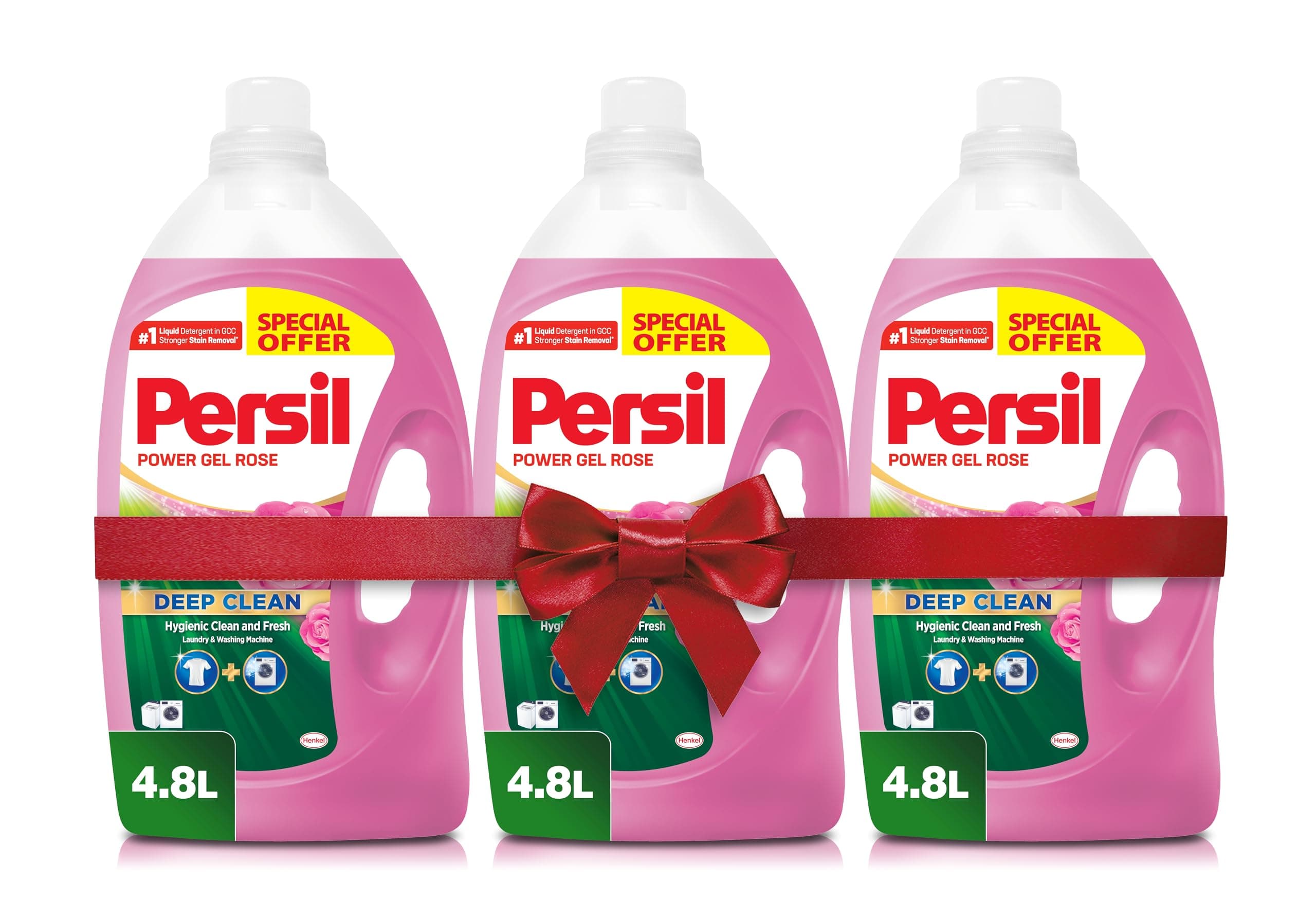 Power Gel Liquid Laundry Detergent, With Deep Clean Technology, Rose,Pack of Three, 3x4.8L