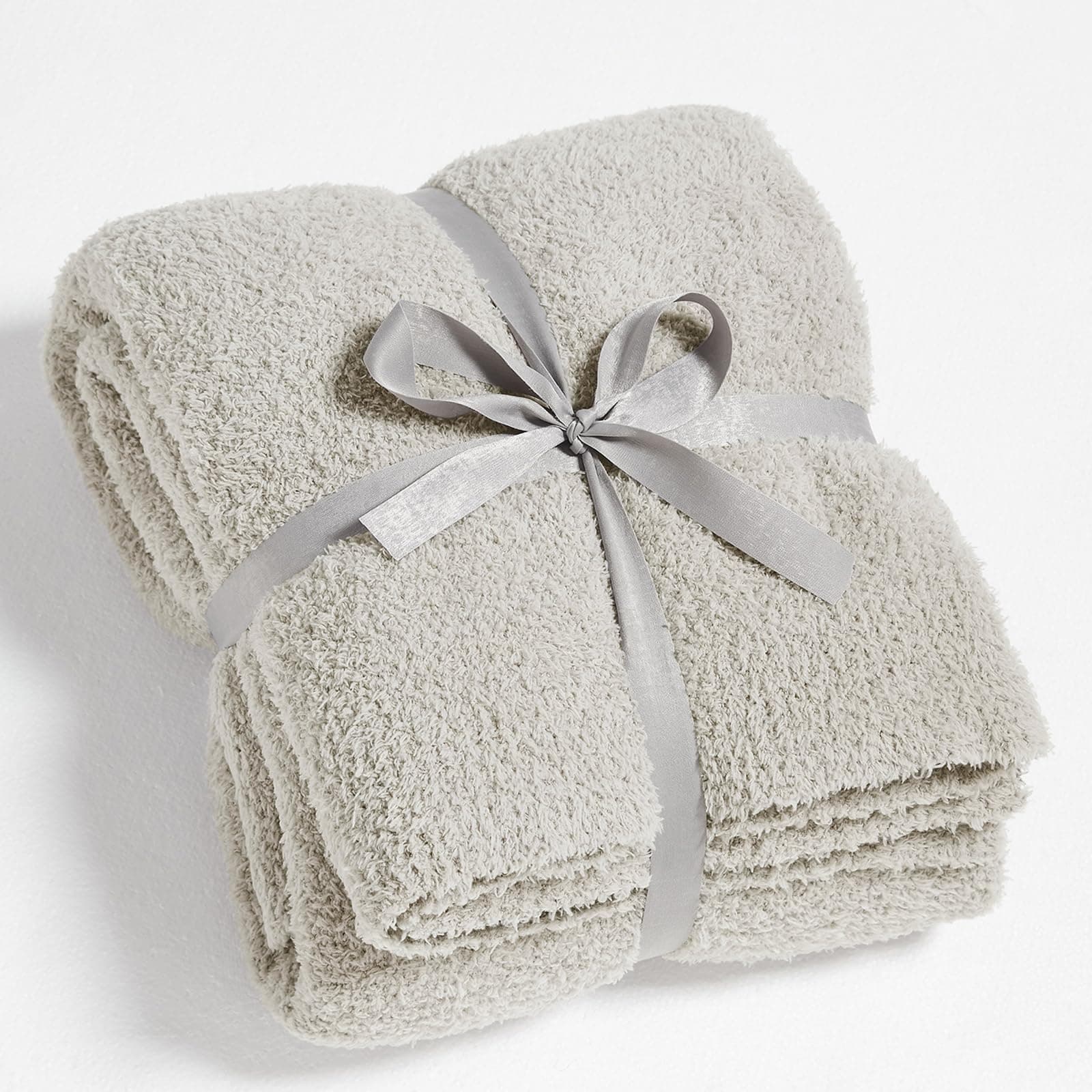 CYMULA Knit Throw Blanket for Couch Light Grey - Super Soft Lightweight Plush Fuzzy Fluffy Warm Cozy Blankets and Throws for Sofa Bed, 50 x 60 inches