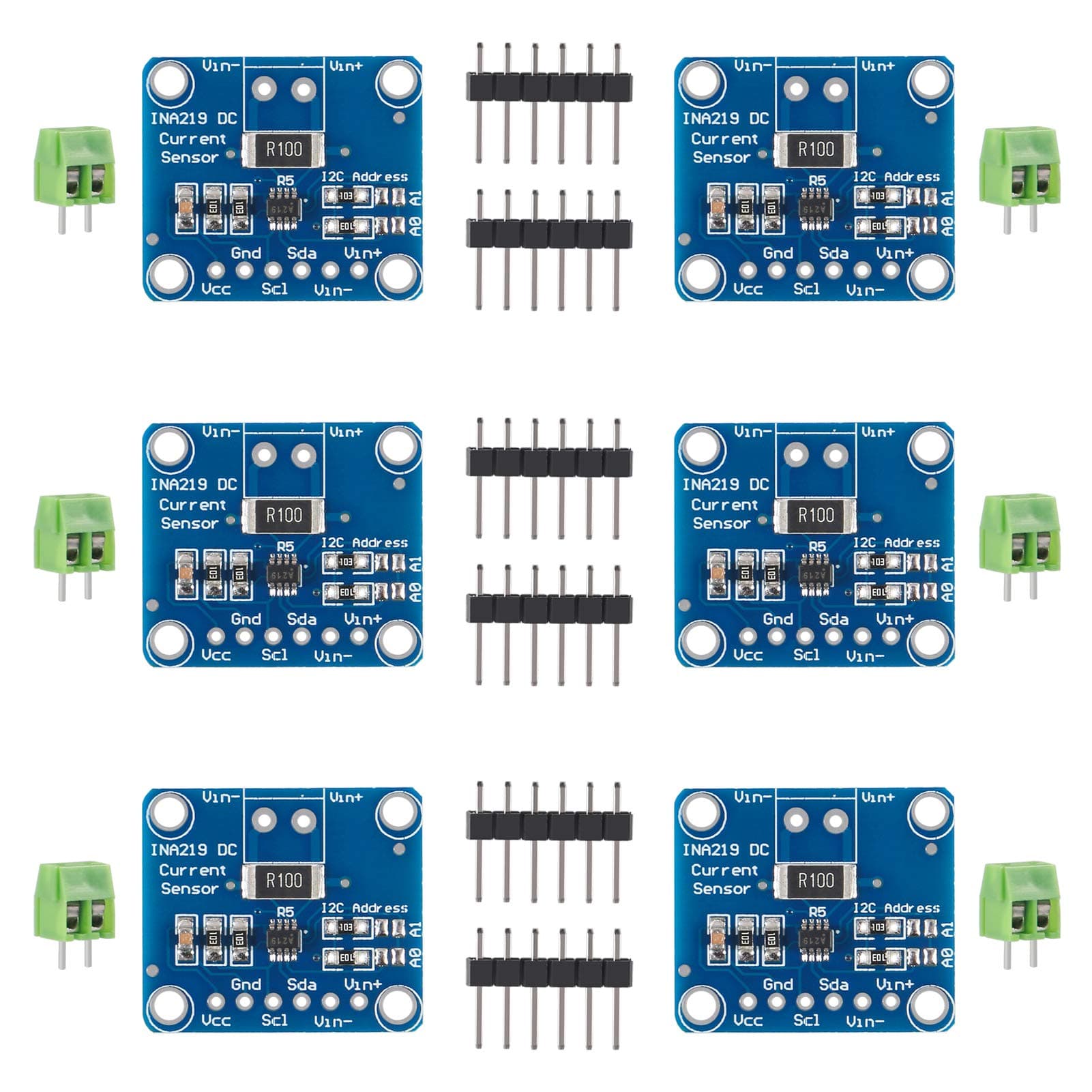 ACEIRMC 6pcs INA219 I2C Bi-Directional DC Current Power Supply Sensor Breakout Module Compatible with Arduino Raspberry Pi (6pcs)