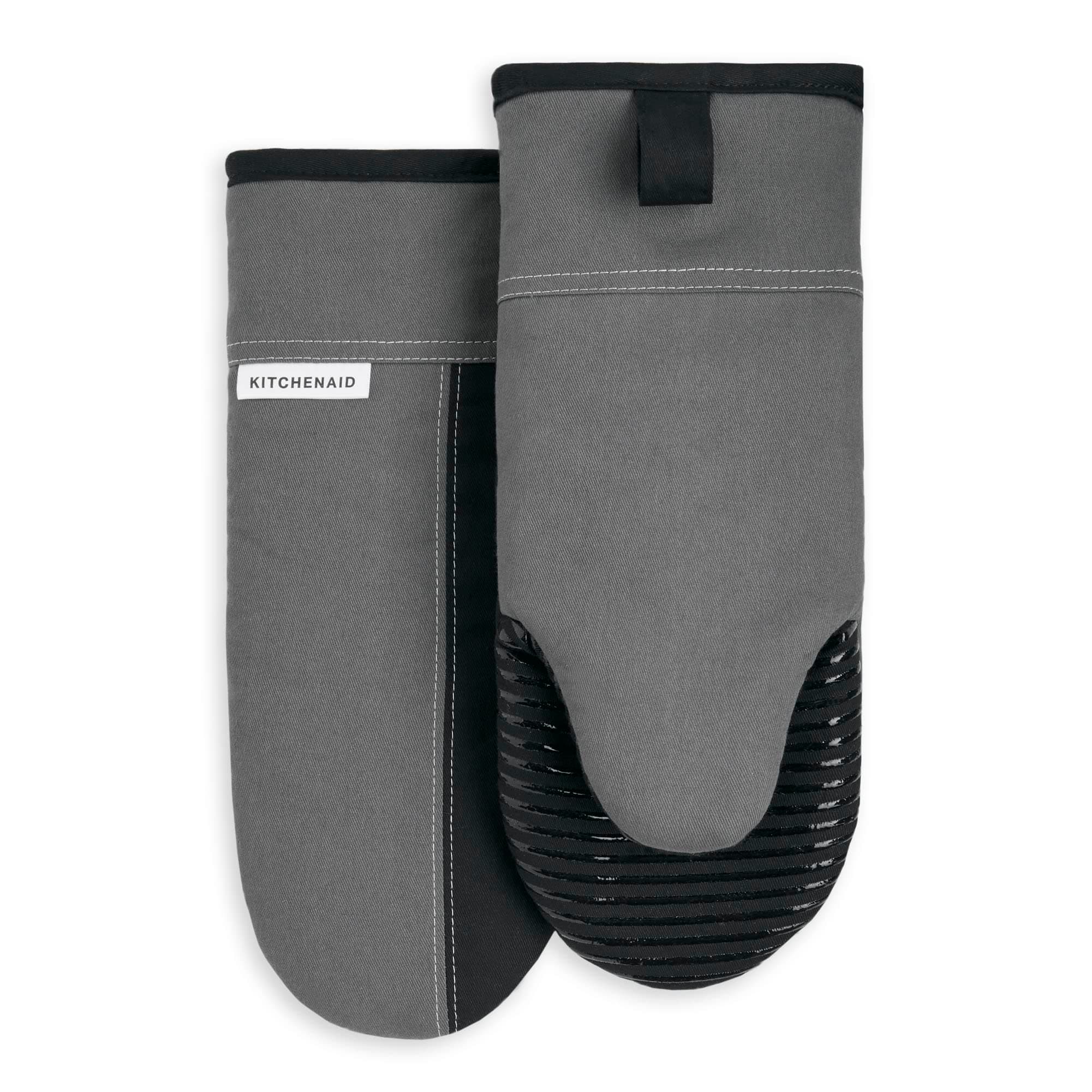 Beacon Two-Tone Oven Mitt 2-Pack Set, Contour Silver/Matte Black, 5.75"x13"