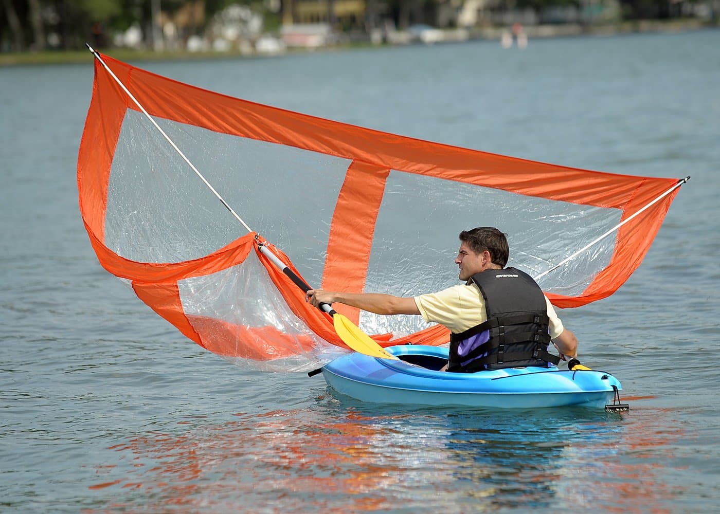 LLC Downwind Super Kayak Sail Kit (Orange) - Compact, Portable, Easy Set up and Deploys Quickly. Start Sailing This Season!