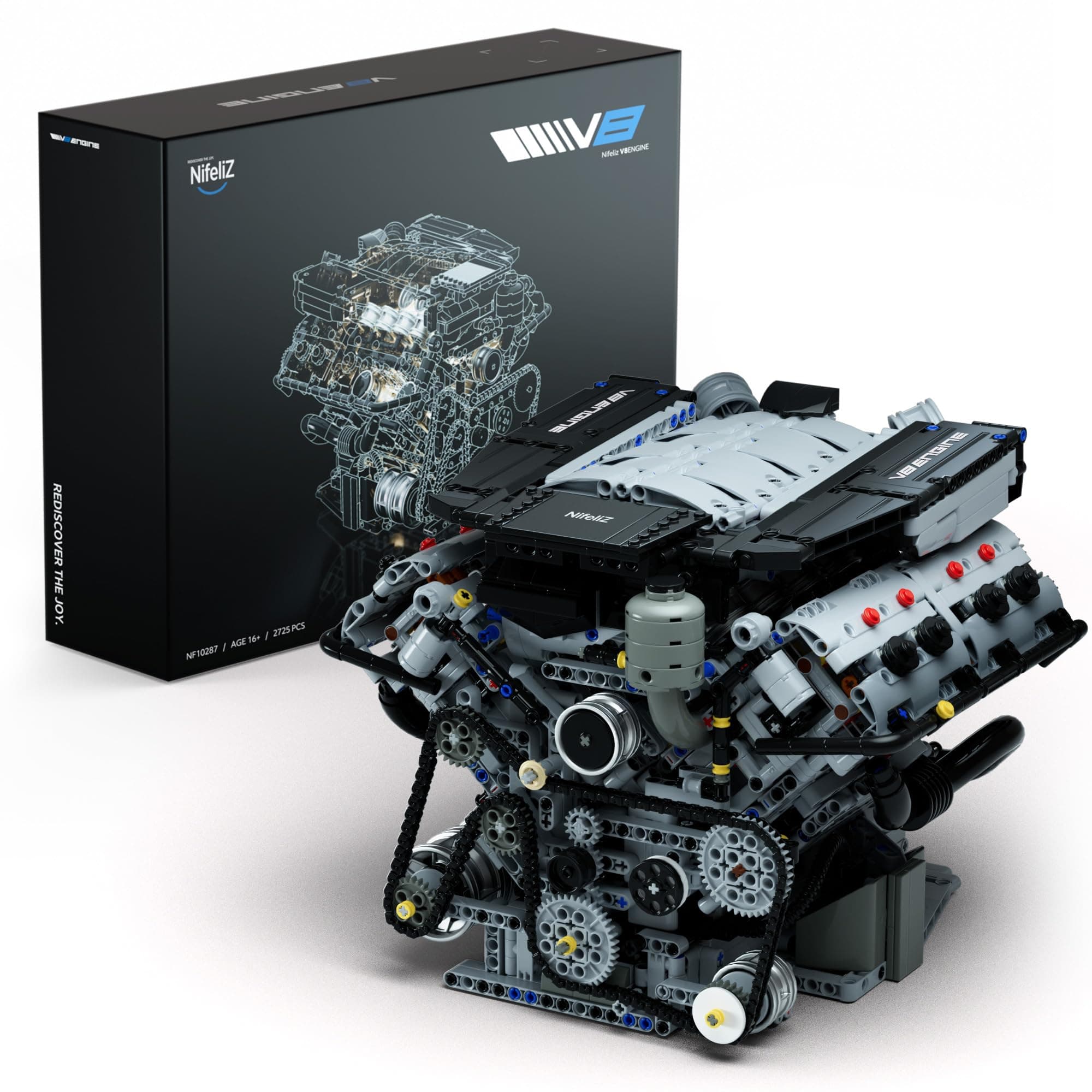 V8 Engine Building Set, Exclusive Advanced Collector's Engine Model, Physical Science Experiment Toy for Adults, Home or Office Décor (2725 PCS, NF10287)