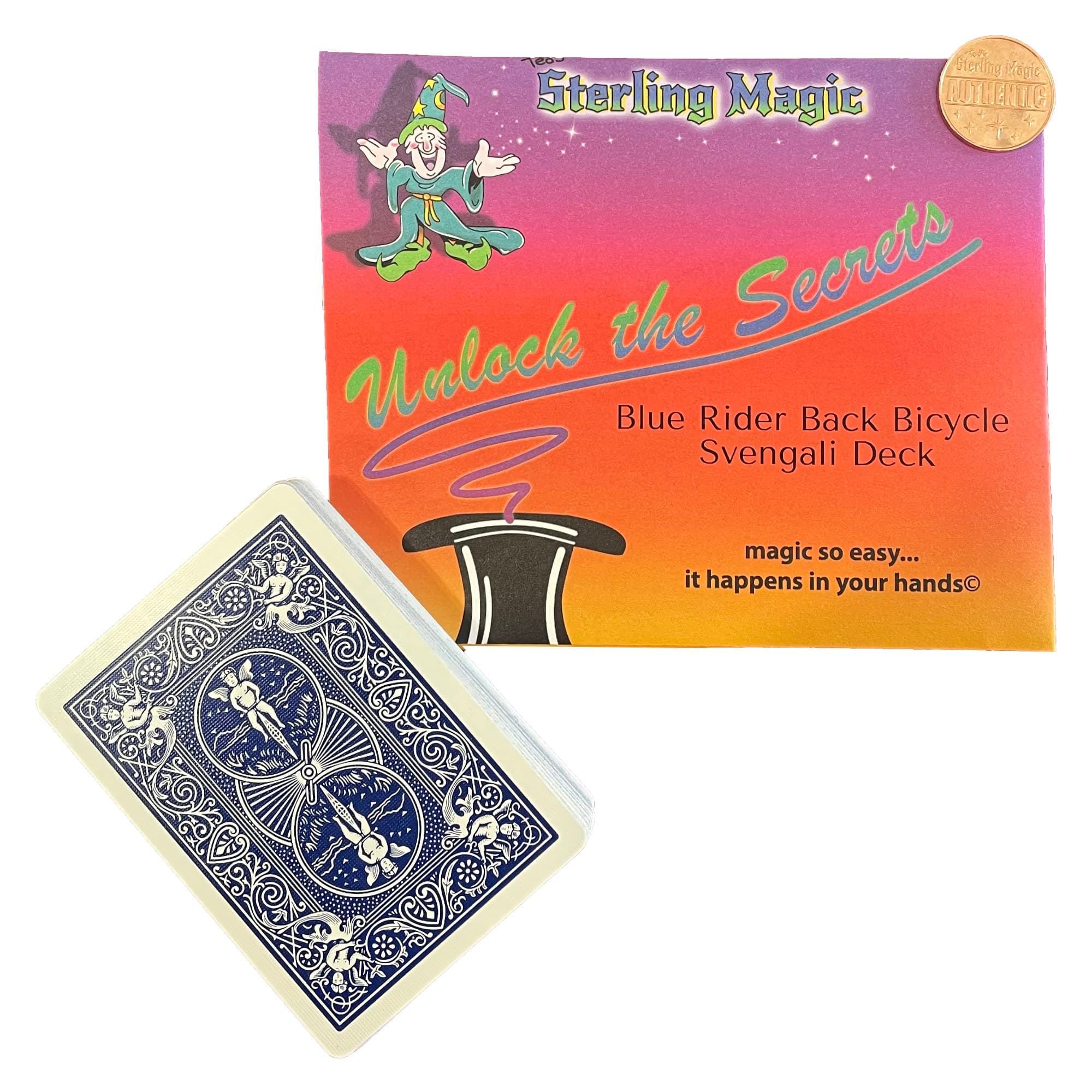 Ted's Sterling MagicPrecision Blue Rider Back Bicycle Svengali Deck with Instructions for 100+ Tricks (Jack of Clubs)