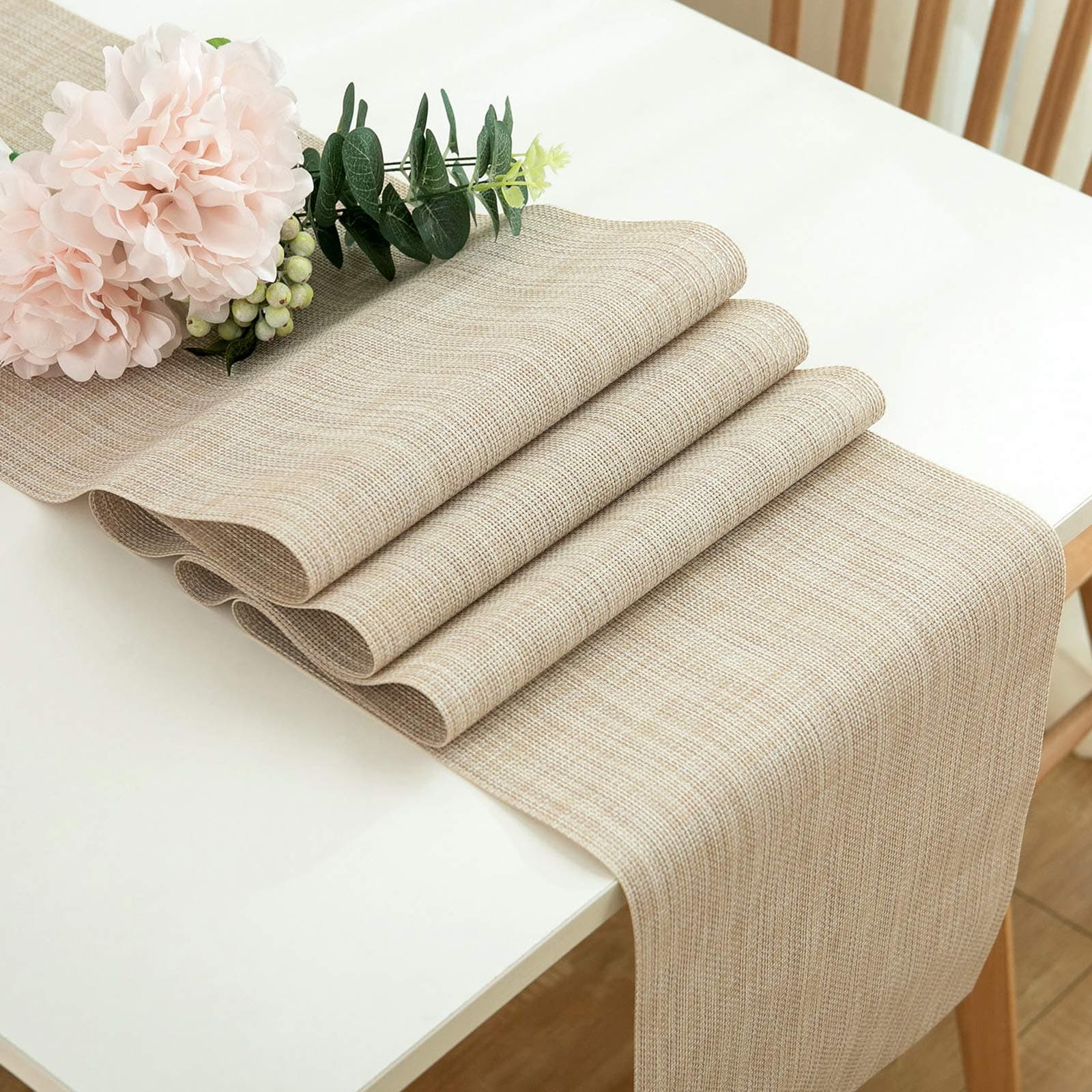 DOLOPL Table Runner Beige Table Runners 12"×108" Easy to Clean Non-Slip Heat Resistant Modern Farmhouse Table Runner for Dinner Dining Office Kitchen Table