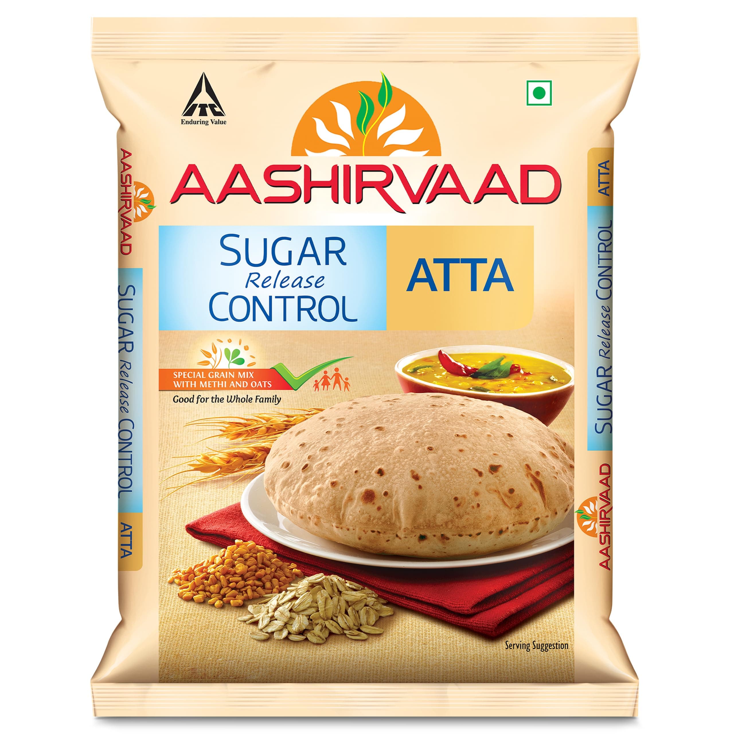 Aashirvaad Sugar Release Control Atta, 1kg Pack, Low GI (Glycemic Index) Atta for Diabetics, A Blend of Whole Wheat, Pulse and Legume Flours