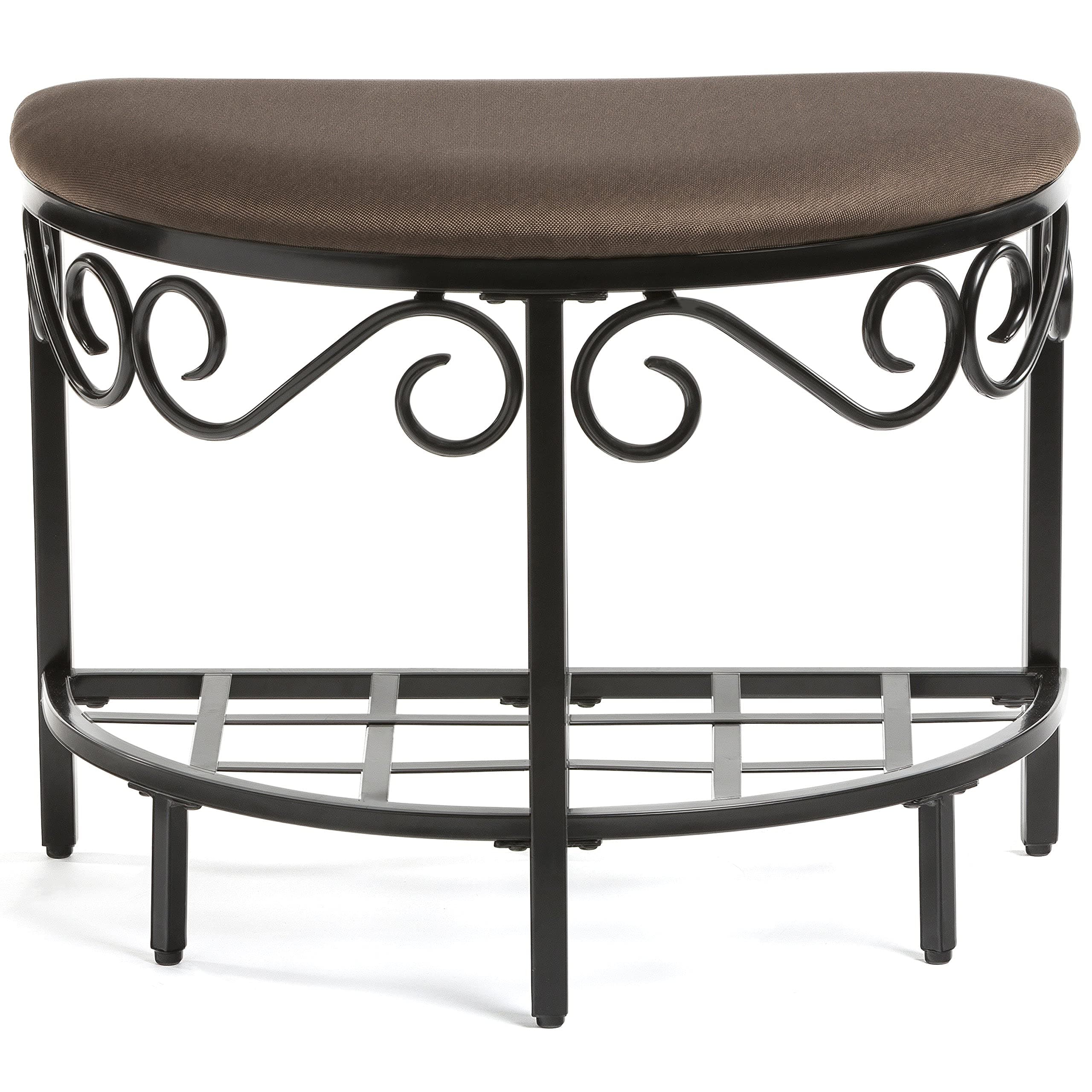 Mango Steam Berkeley Shoe Bench/Stool - Mocha Brown - Texture Woven Fabric Top and Durable Steel Legs