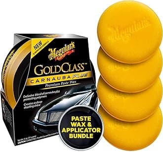 Meguiar's G7014J Gold Class Carnauba Plus Premium Paste Wax + Supreme Shine 4" Foam Applicator Pads Bundle