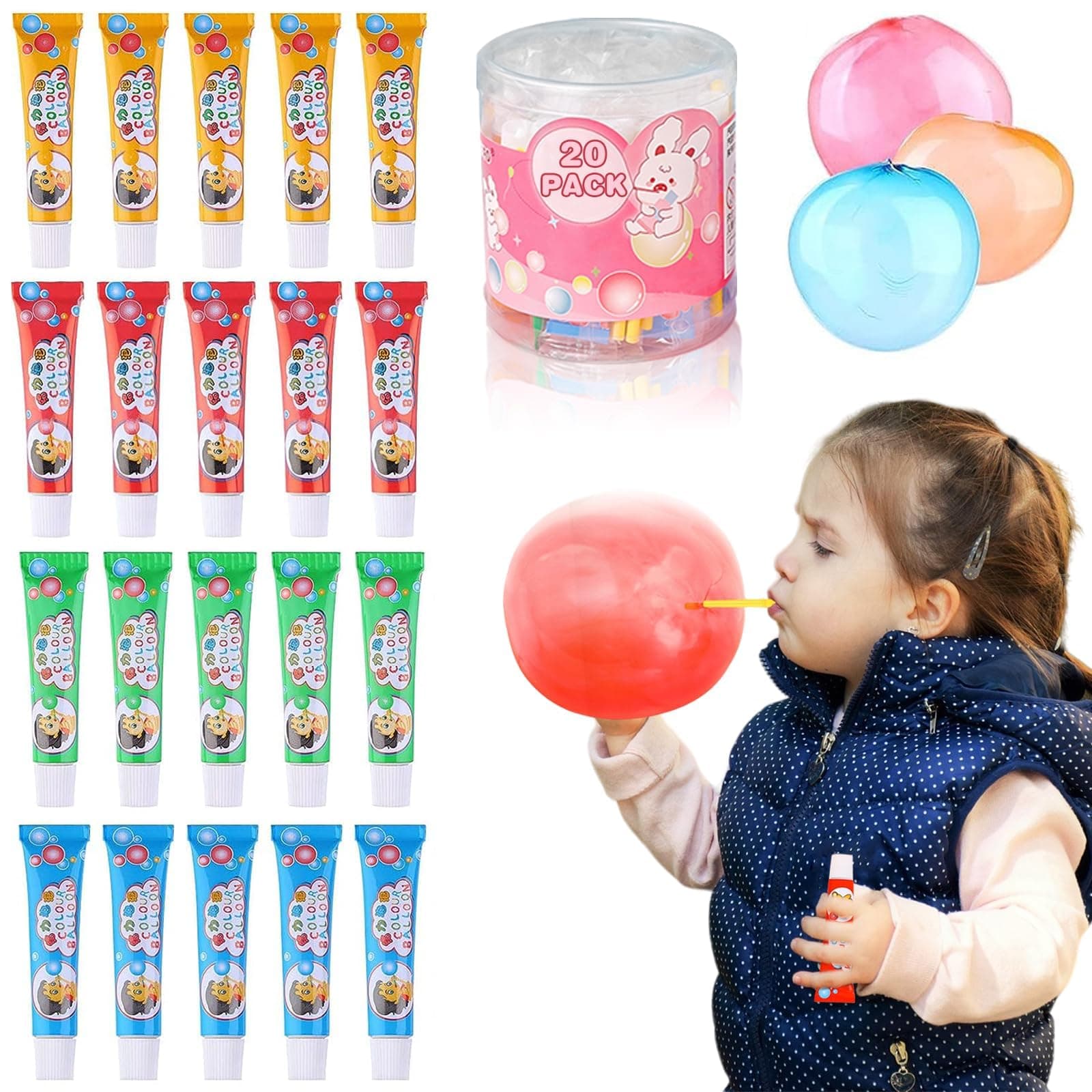 20PCS Plastic Blow Bubbles Toy Set, Large Bubble Balloons,Bubble Blowing Products,Kid-Friendly Bubble Blowing Toys for Kids Outside Party Birthday Gift,Toddler Outdoor Toys