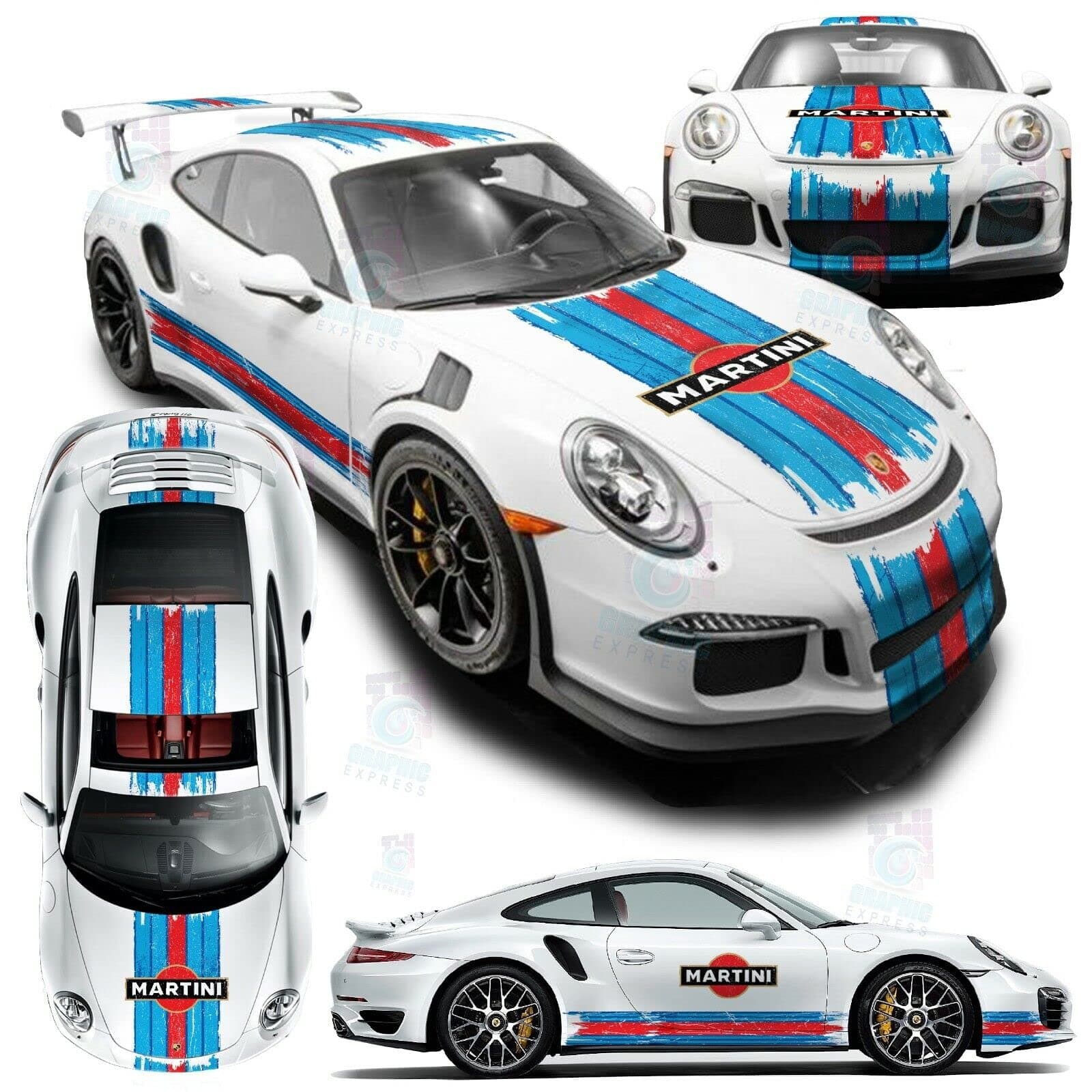 Decorative Poly Sticker Kit Compatible with Porsche Martini Scraped Carrera Cayman Boxster ... Stickers – Le Mans Strip Universal Suitable for All Types of Vehicles