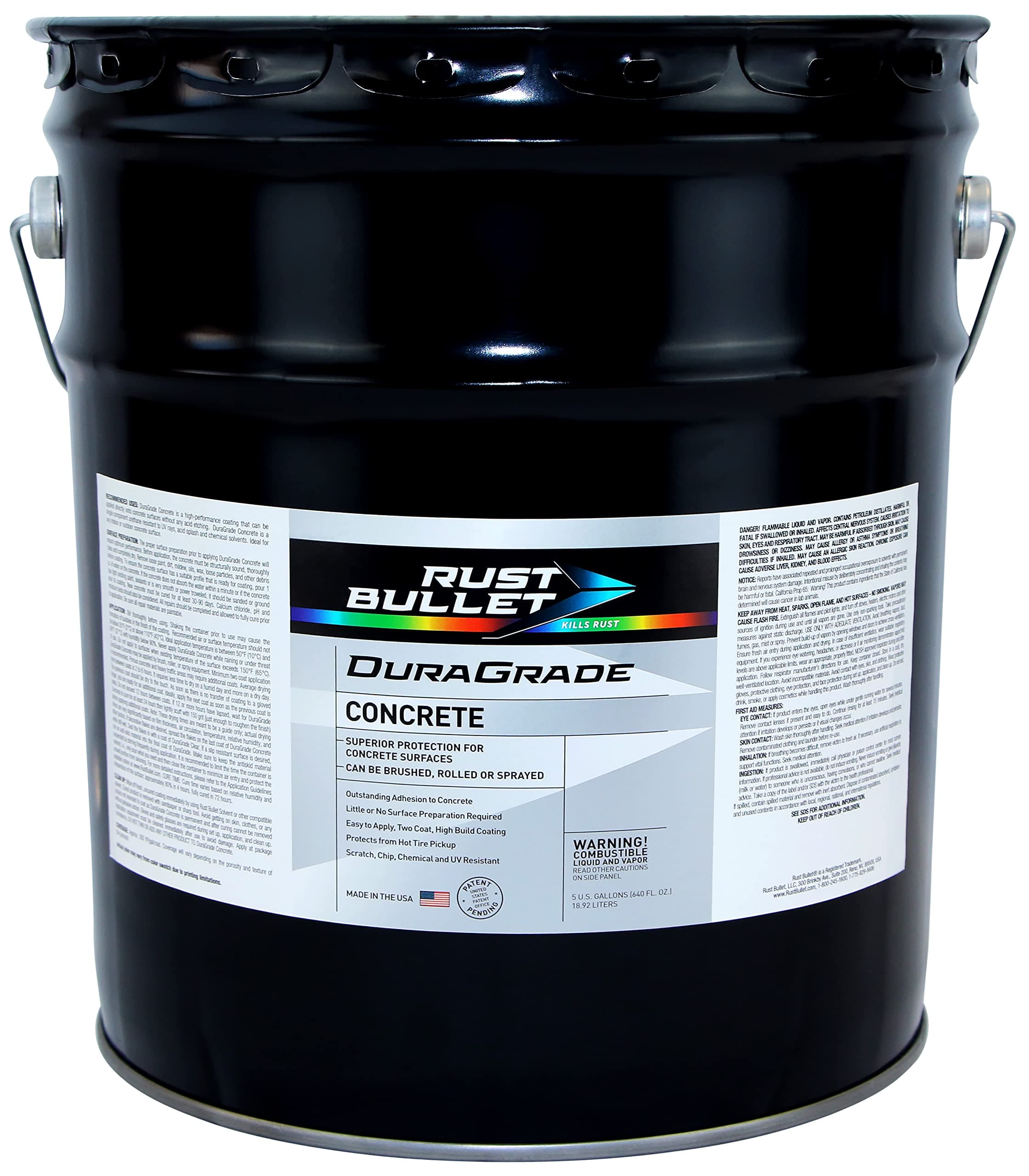 RUST BULLET DuraGrade Concrete - Red - 5 Gallon - High-Performance, Easy-To-Apply Concrete Paint for Garages, Basements, Porches & Patios, No Etching Needed