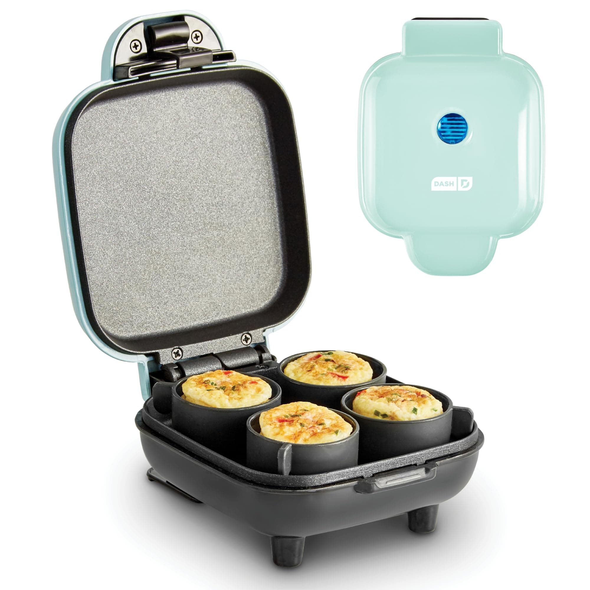 Dash Deluxe Egg Bite Maker - Electric Egg Bite Maker for Healthy Protein Snacks - Quick Cleanup, Space-Saving Design & Non-Slip Feet - 4 Servings, Aqua