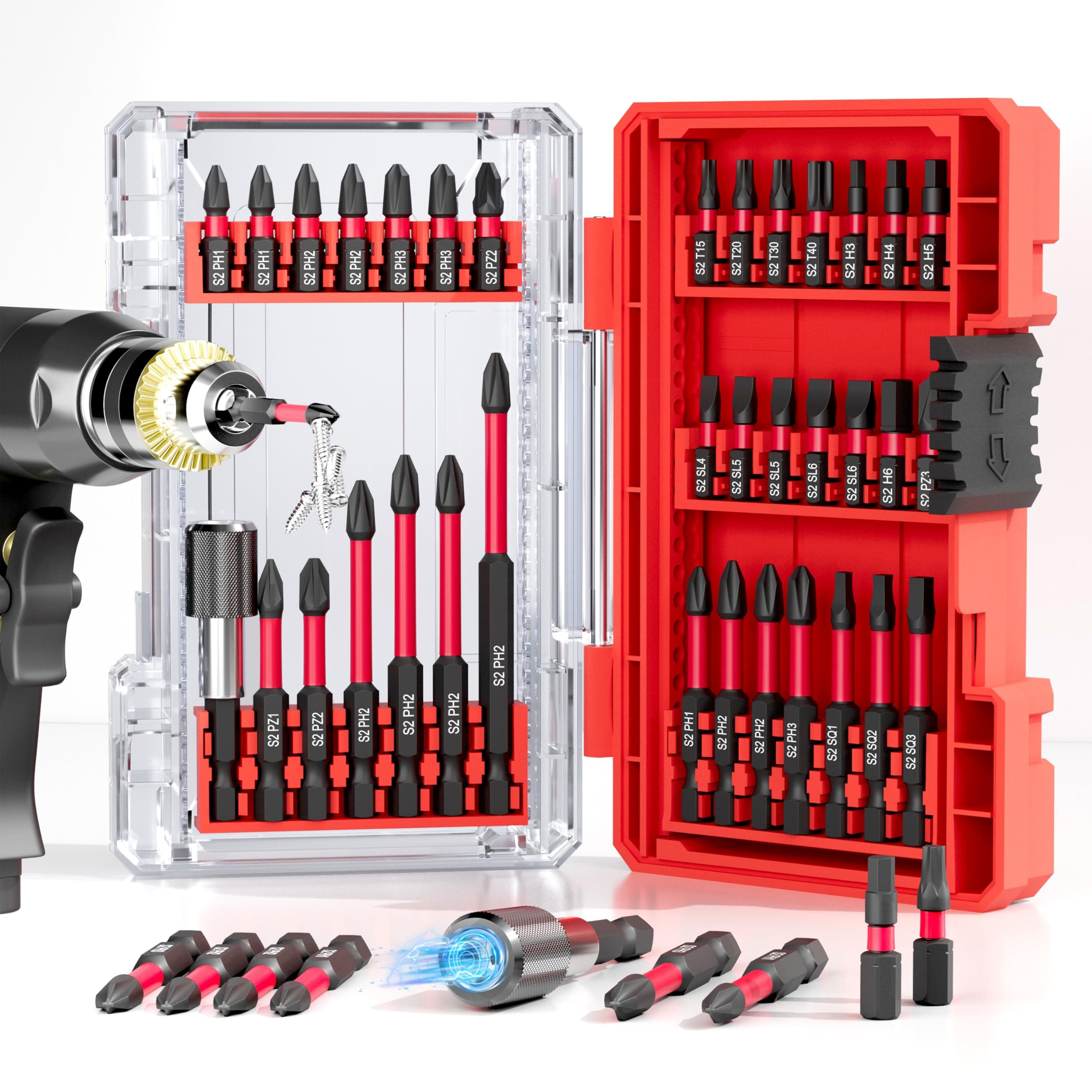 35Pcs Screwdriver Bits Set S2 Steel Screwdriver Impact Kit With a Storage Case, Used for Power Screwdrivers and Electric Drill Drivers