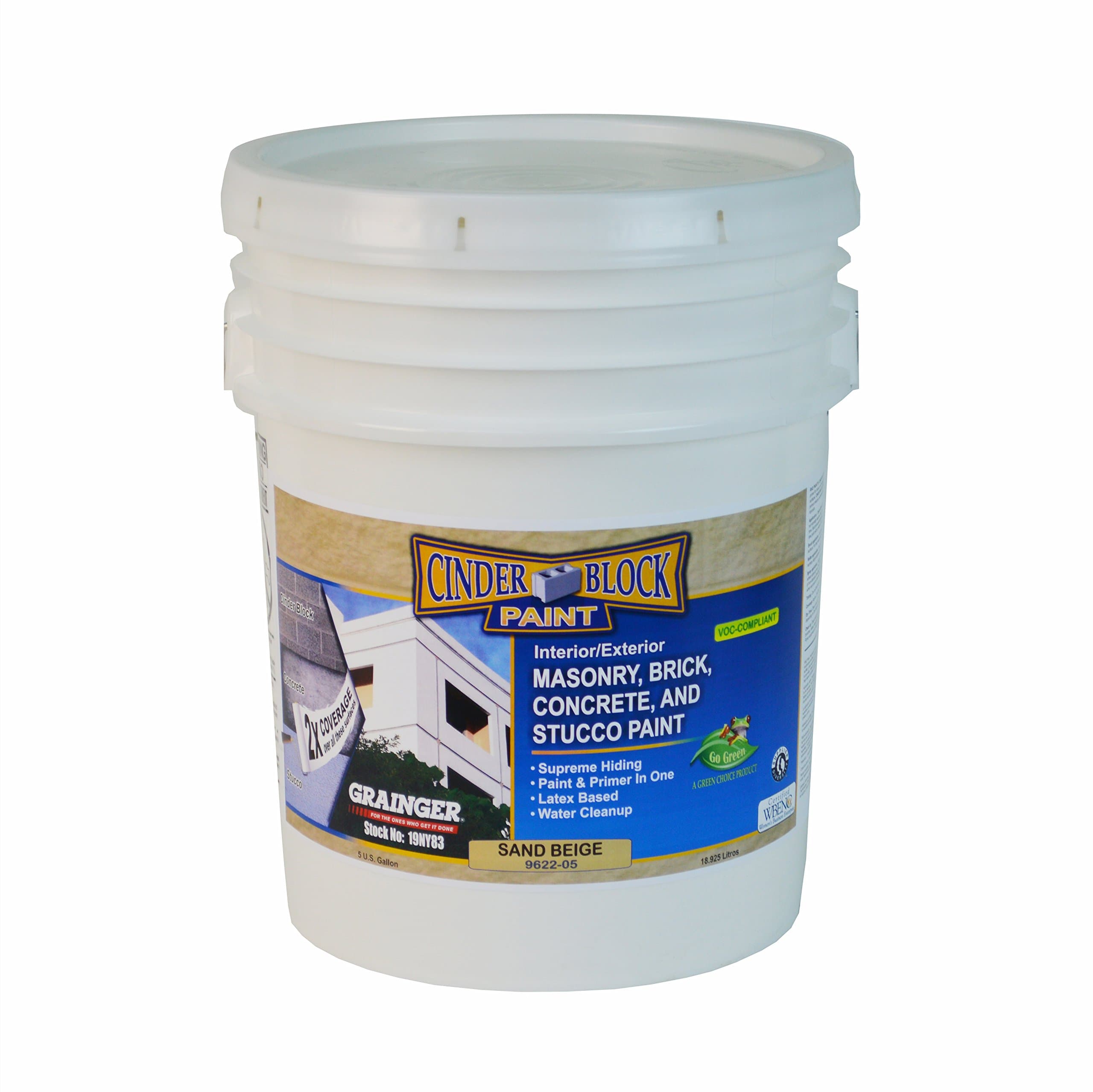 Masonry & Stucco Paint, Beige, 5 gal.