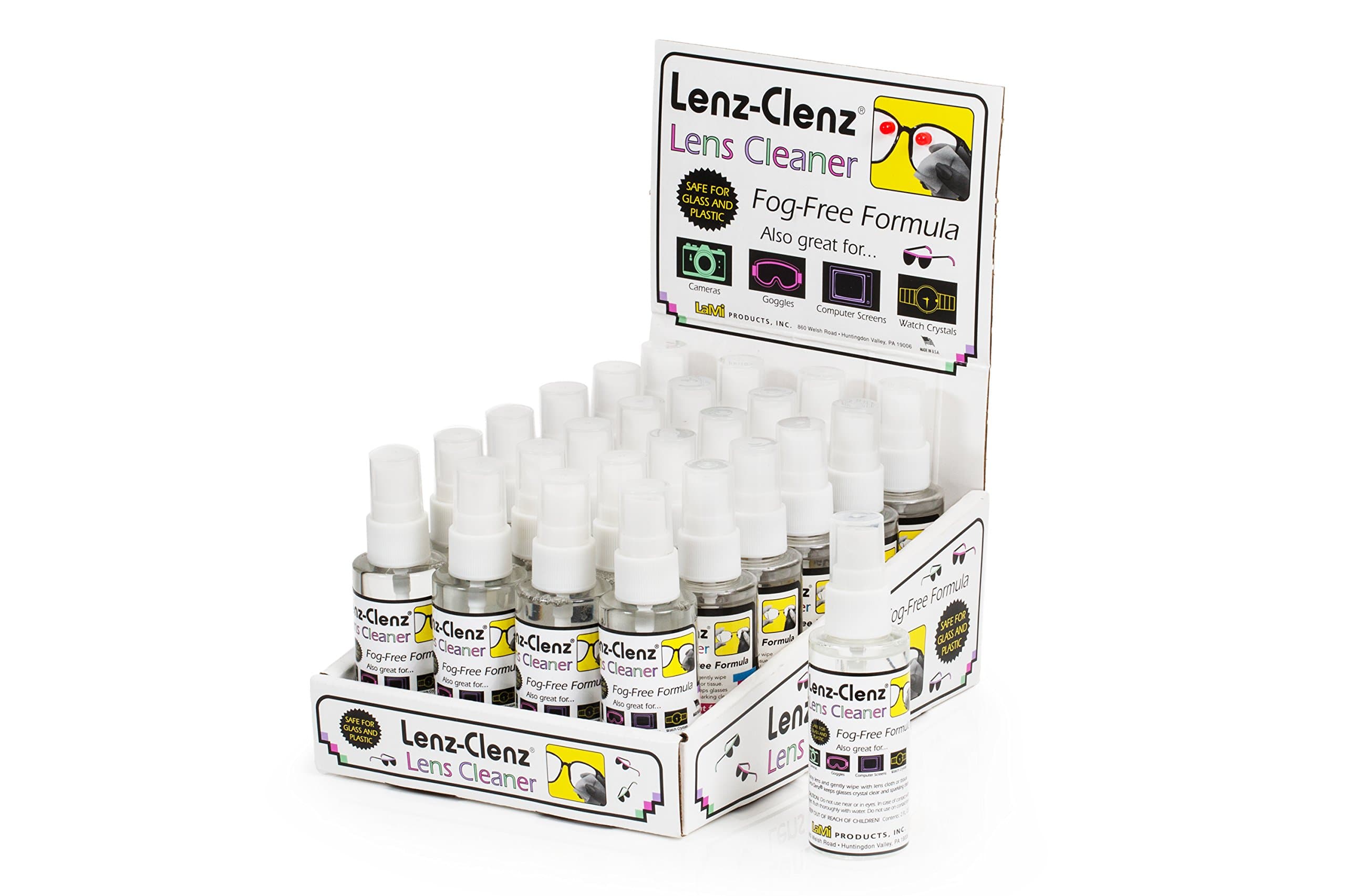 LaMi - Lenz Clenz - Lens and Screen Cleaner (24 Pack) - 2 oz Spray Bottle for Eyeglasses, Smart Phones, Tablets, Camera Lenses, Computer Monitors
