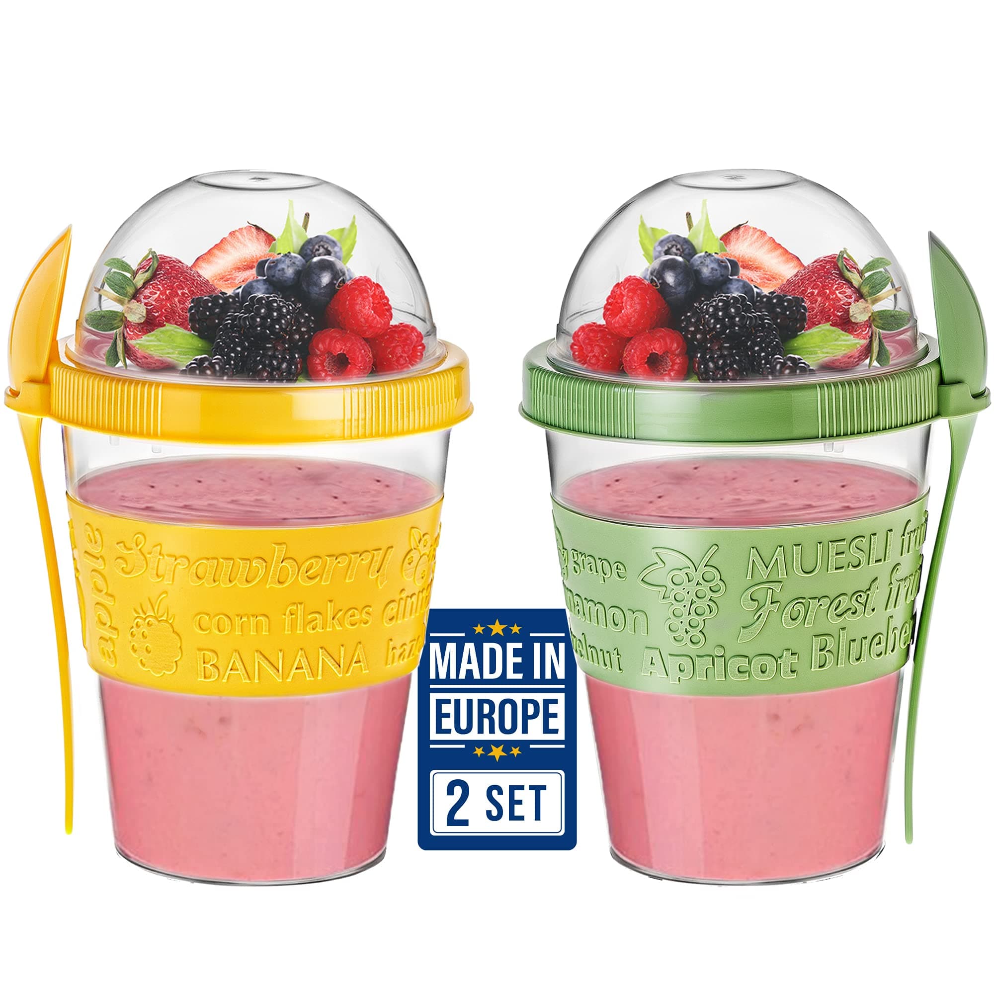 CRYSTALIA Yogurt Parfait Cups with Lids